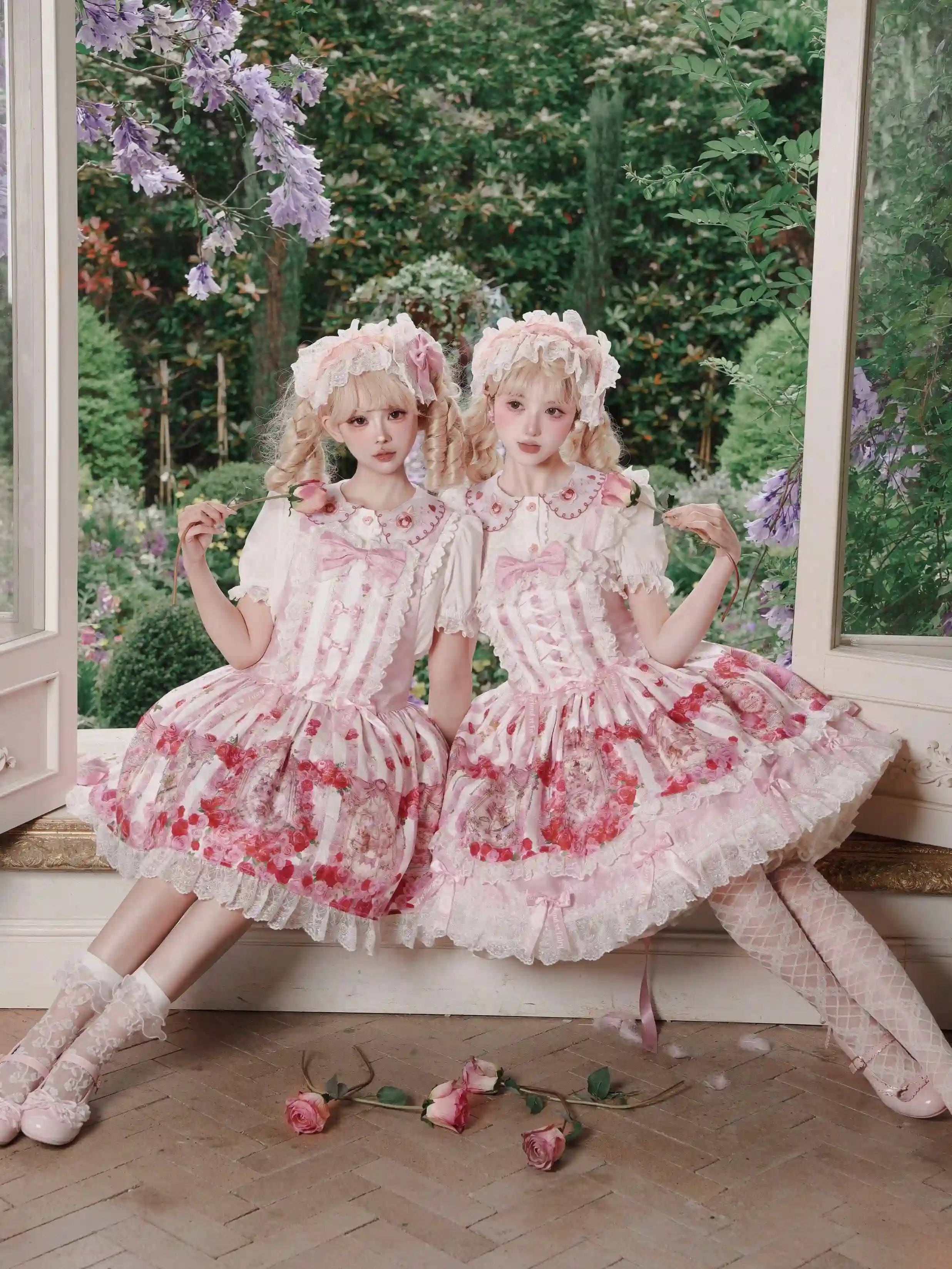 Rose Wall Sweet Lolita OP JSK Suspender Dress