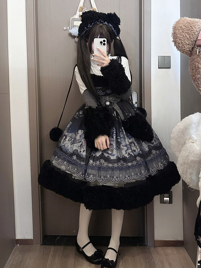 Penguin Snowball Cute Sweet Lolita Pink & Black JSK Dress