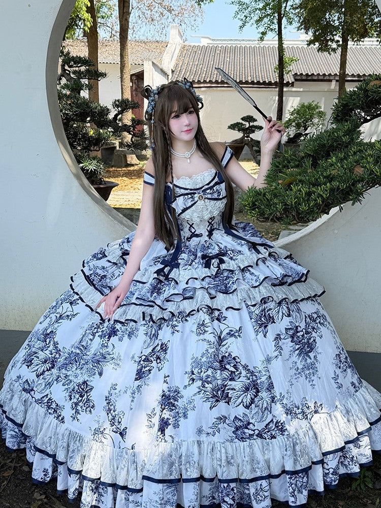 Dream in Porcelain Blue & White Porcelain Dress