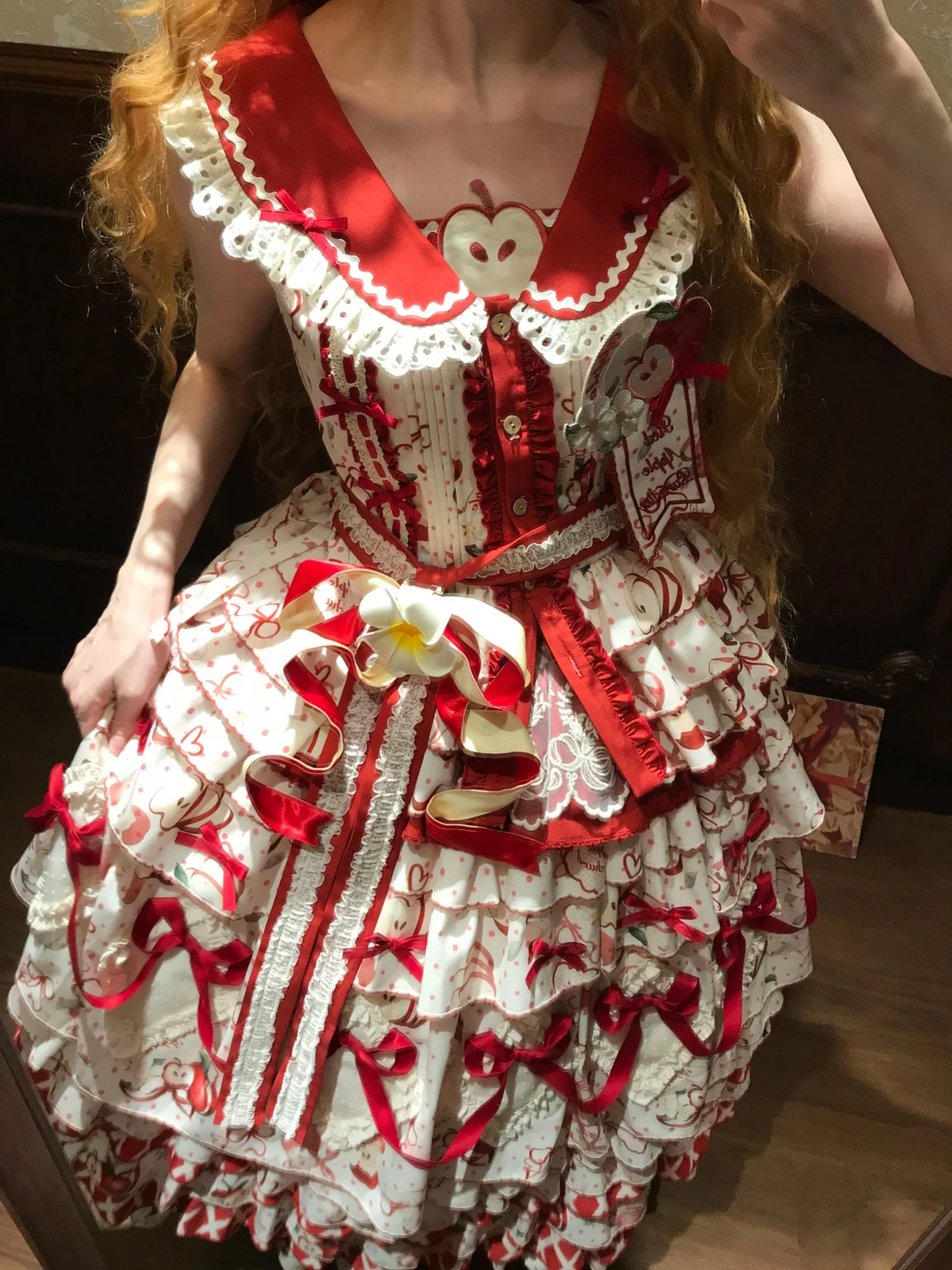 Apple Layered Knot Sweet Lolita Pastoral Girl Dress Set