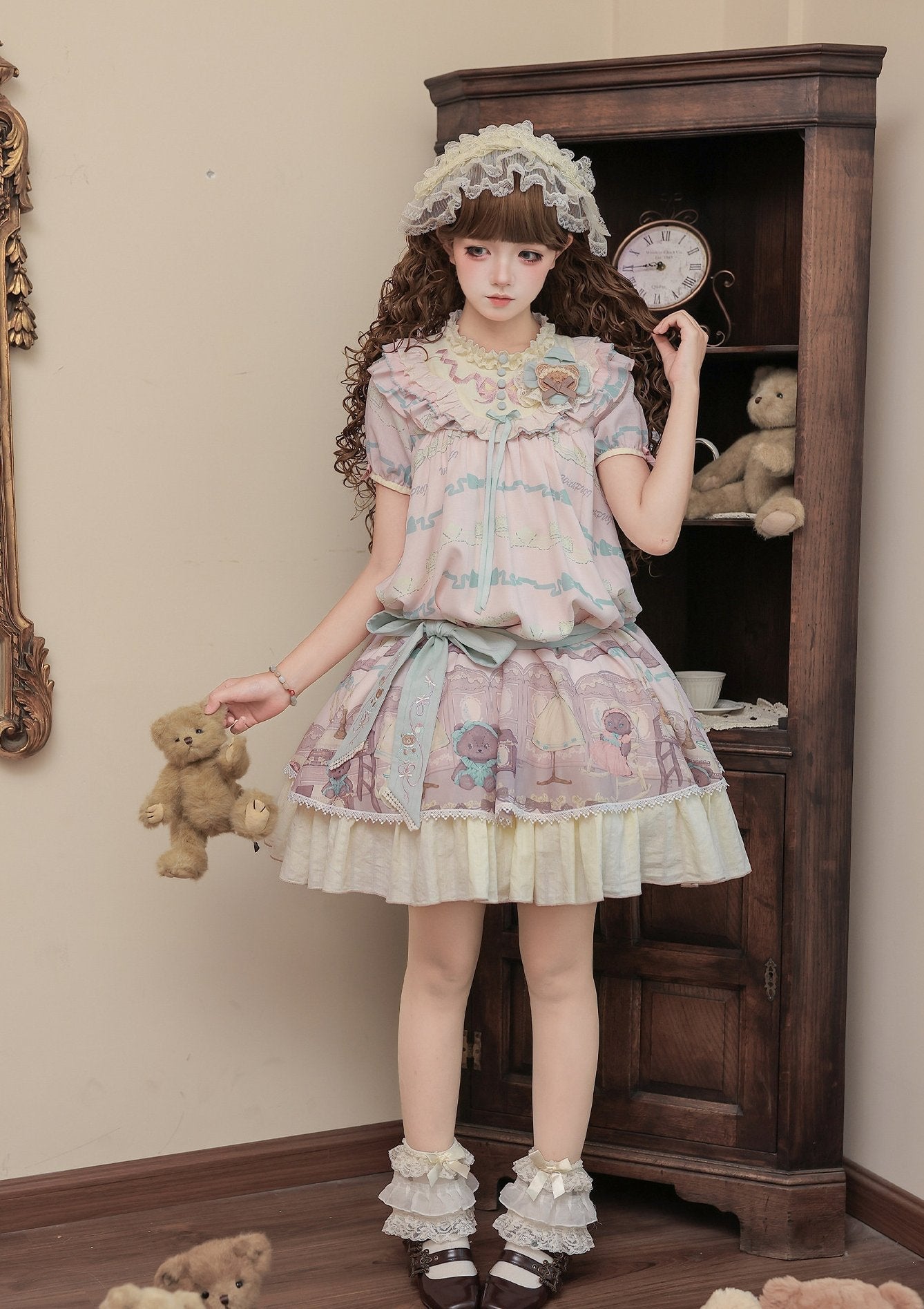 Frosted Bear Dollhouse Antique Doll Lolita OP Dress