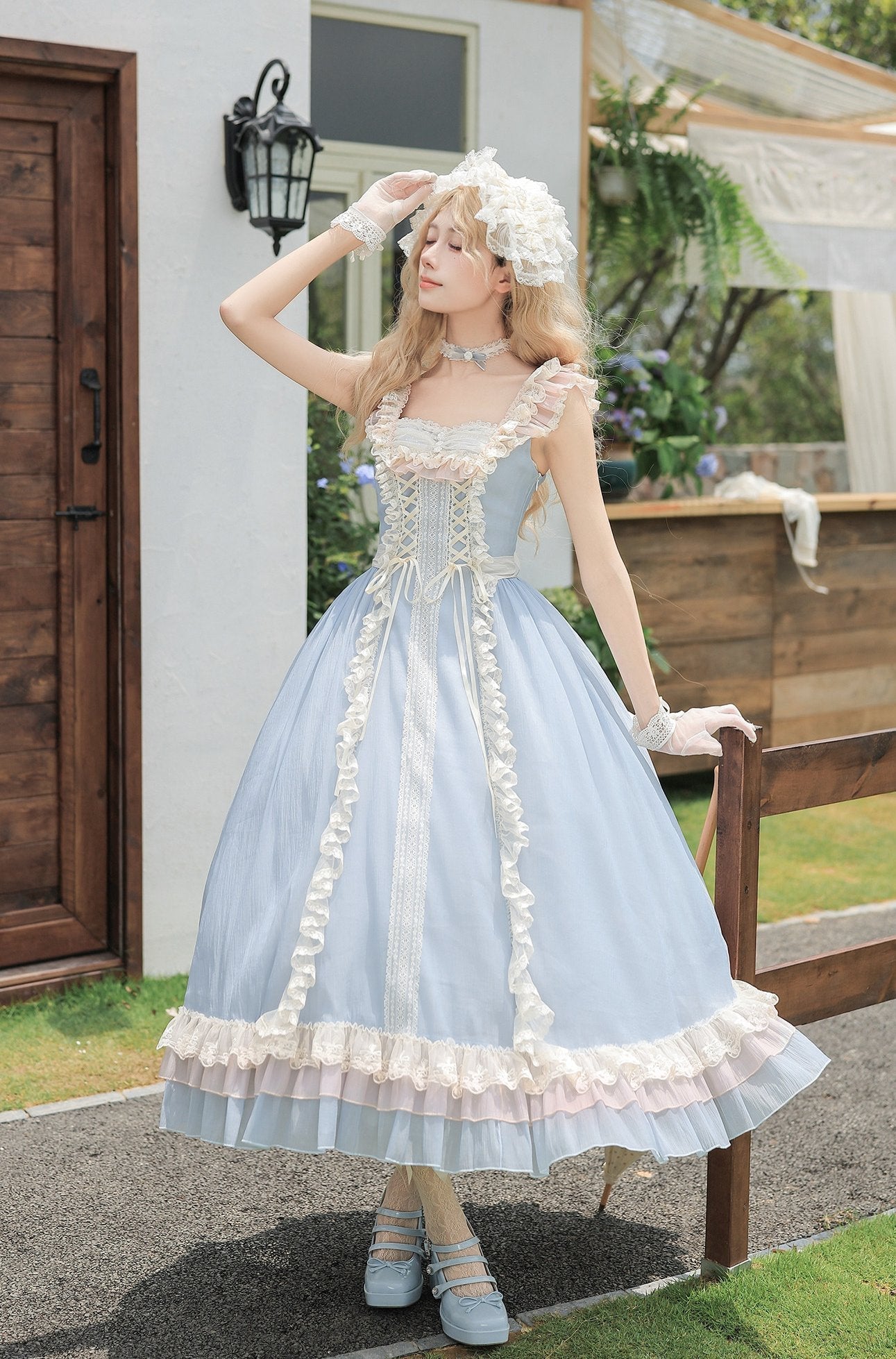 Island Diary Blue Romantic Flutter Sleeve Lolita JSK Dress