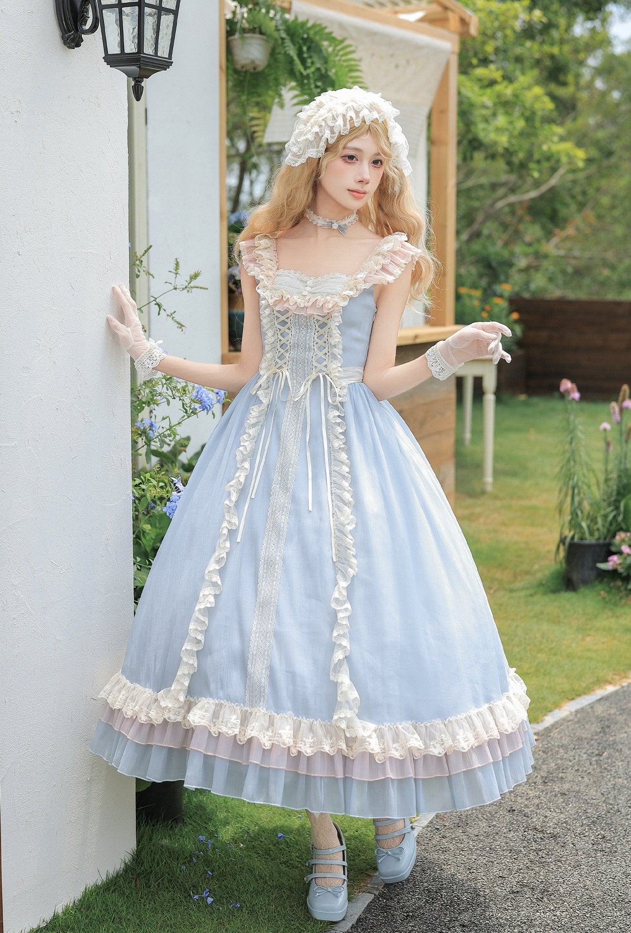 Island Diary Blue Romantic Flutter Sleeve Lolita JSK Dress