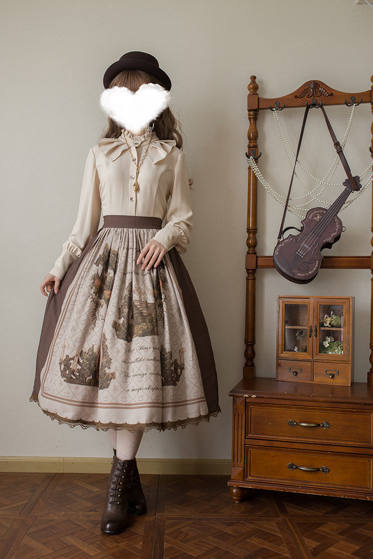 Treehouse Secret Realm Lolita Classic Style Blouse, Waistcoat & Half Skirt Set