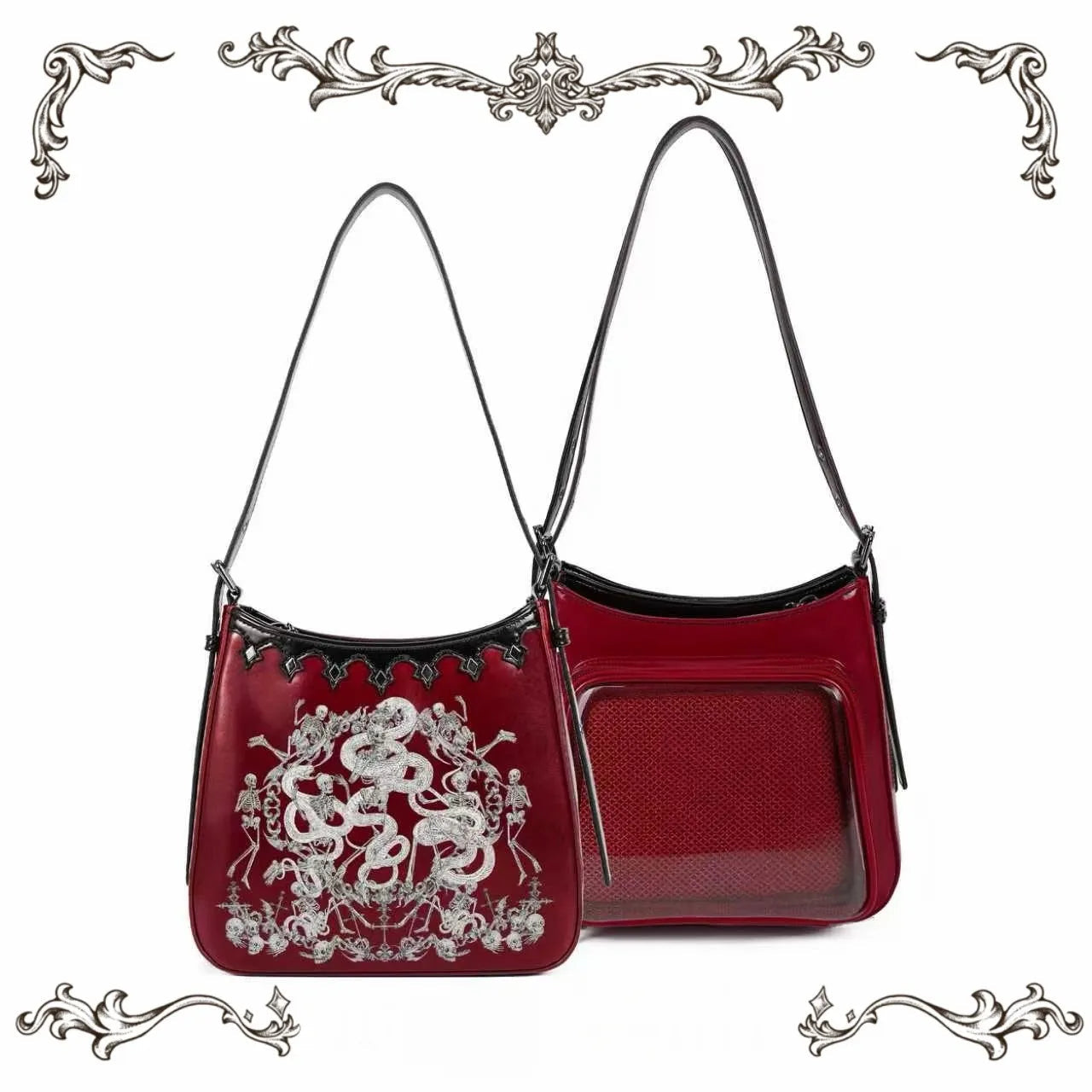 Snake Bone Hell Gothic Mini Ita Underarm Shoulder Bag