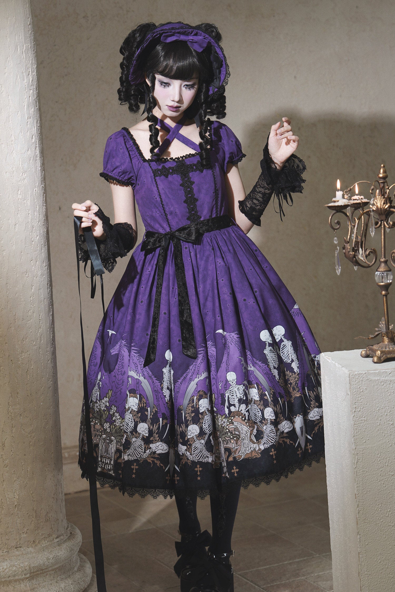 Dragon Bone Lily Lolita Gothic Purple OP Dress