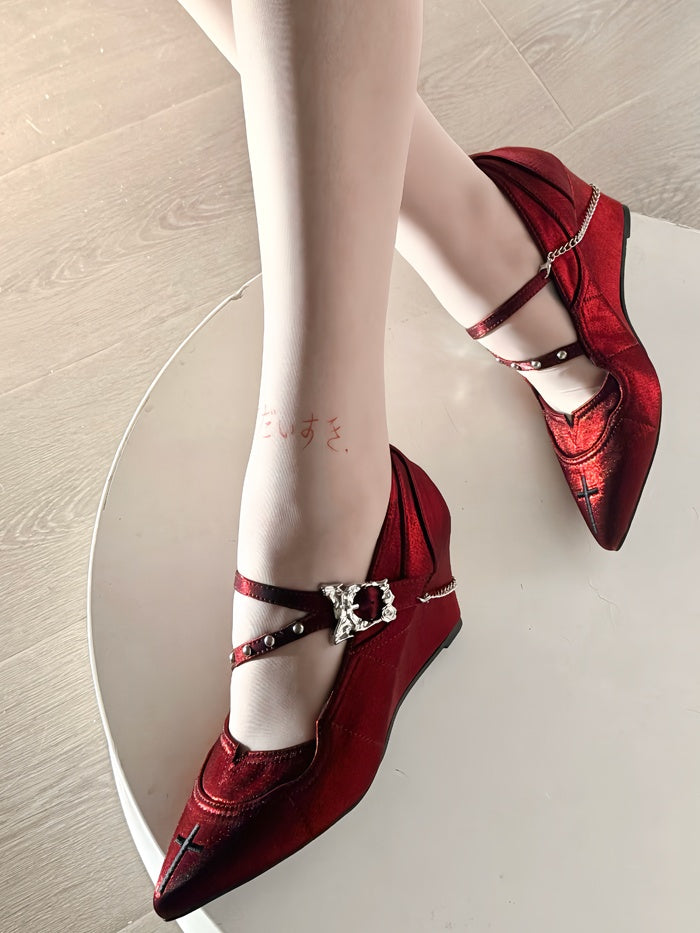 Туфли на каблуке в готическом стиле «Лолита» с перекрестными ступенями LE5030