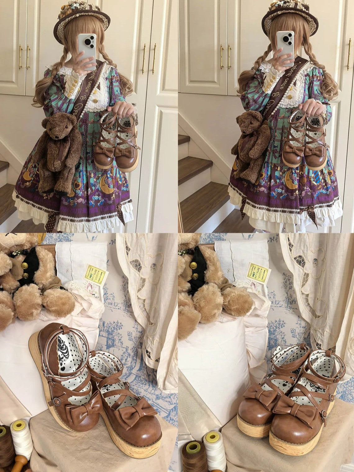 Brown‑Tone Tarta Tower Lolita Round‑Toe Chunky Platform Shoes