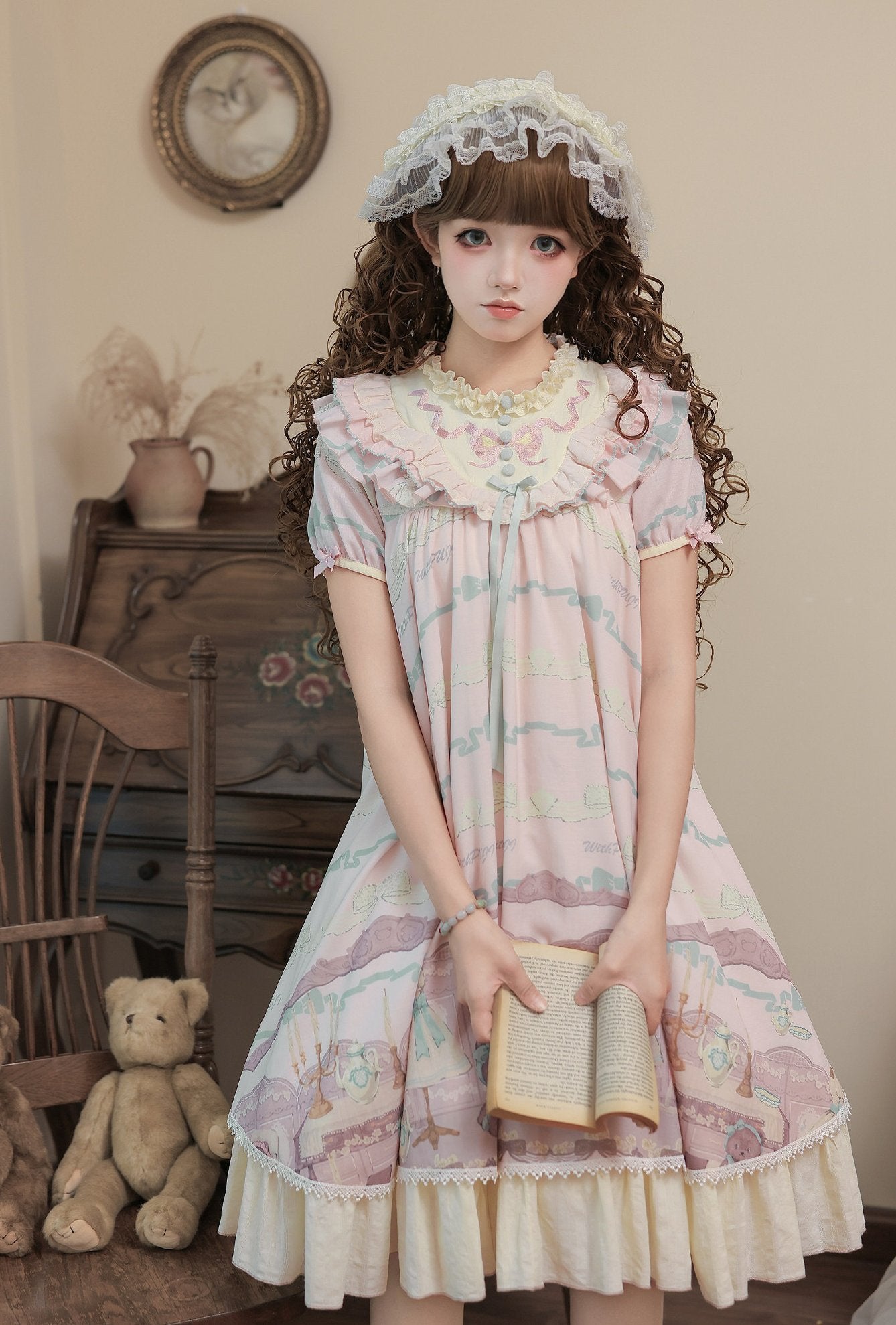 Frosted Bear Dollhouse Antique Doll Lolita OP Dress