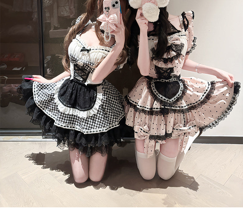 Love Houndstooth Sweet Holiday Uniform Dress