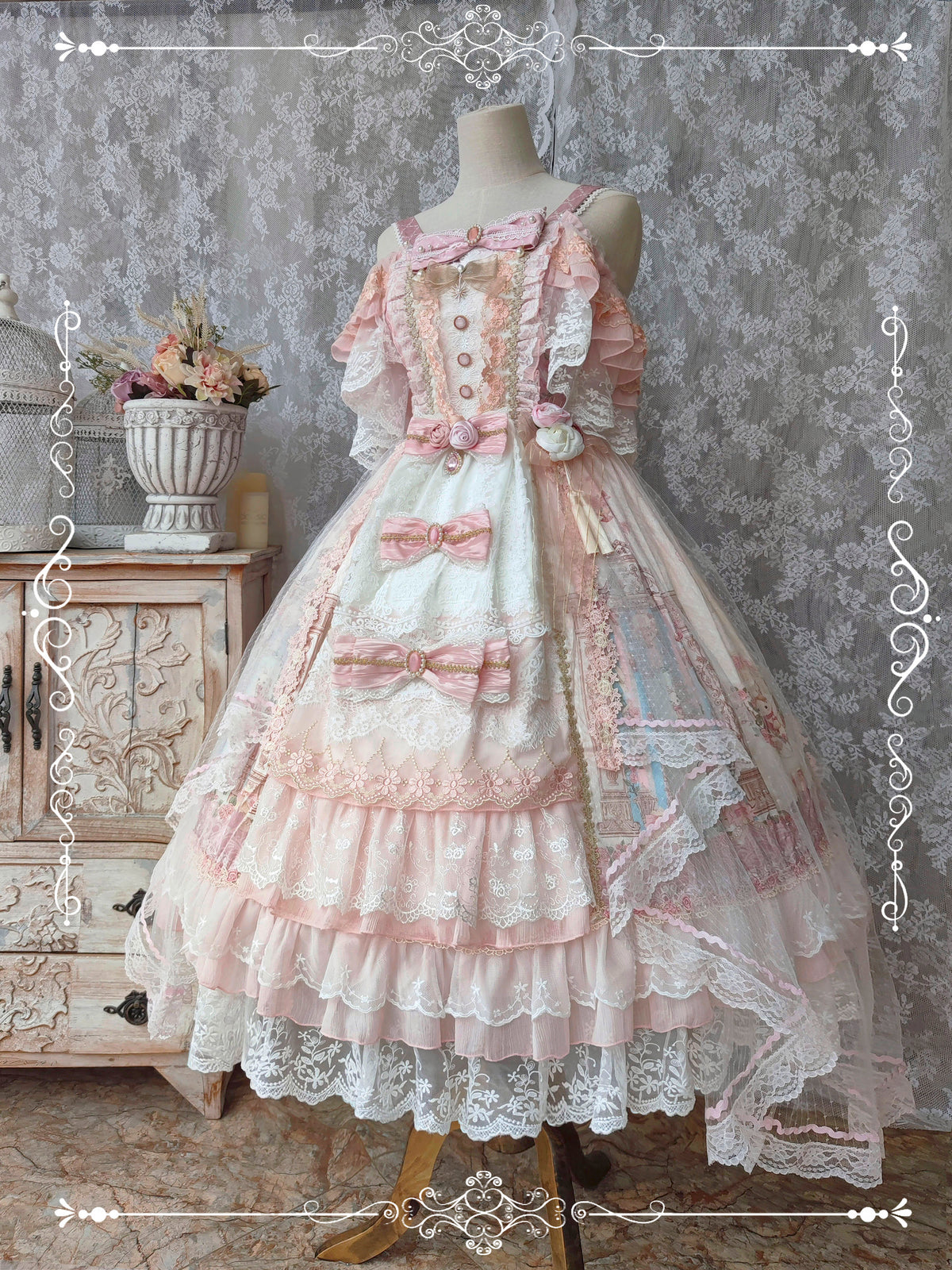 Moon Ballad Lolita Gorgeous Bridal Light Pink JSK Full Set