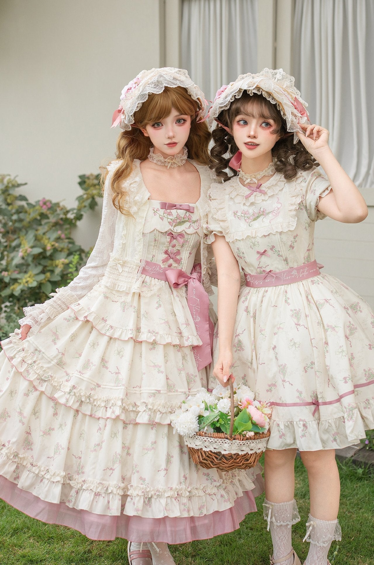 Fragrant Old Dream Pink Bellflower Embroidery Lolita OP & JSK Dress