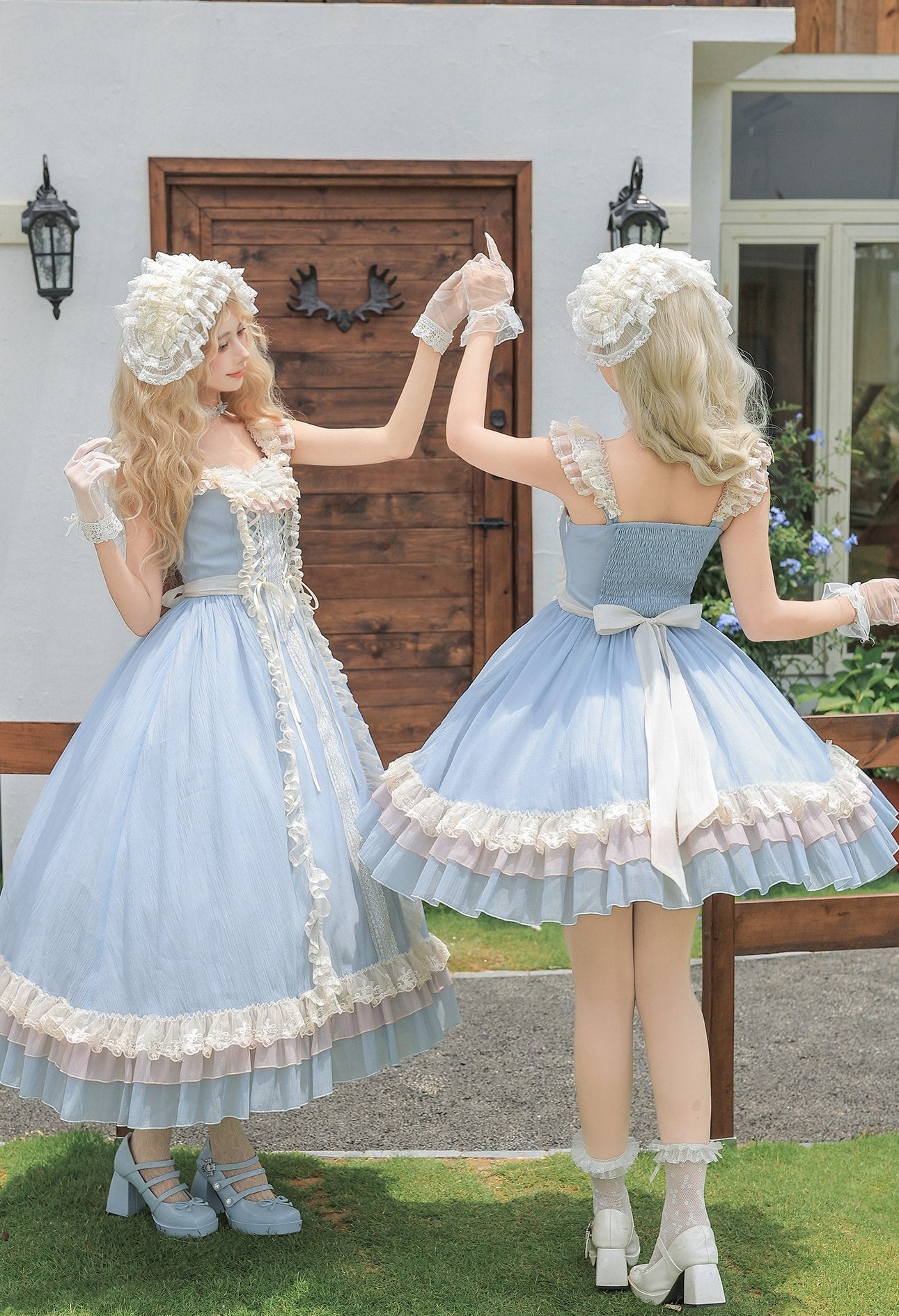 Island Diary Blue Romantic Flutter Sleeve Lolita JSK Dress