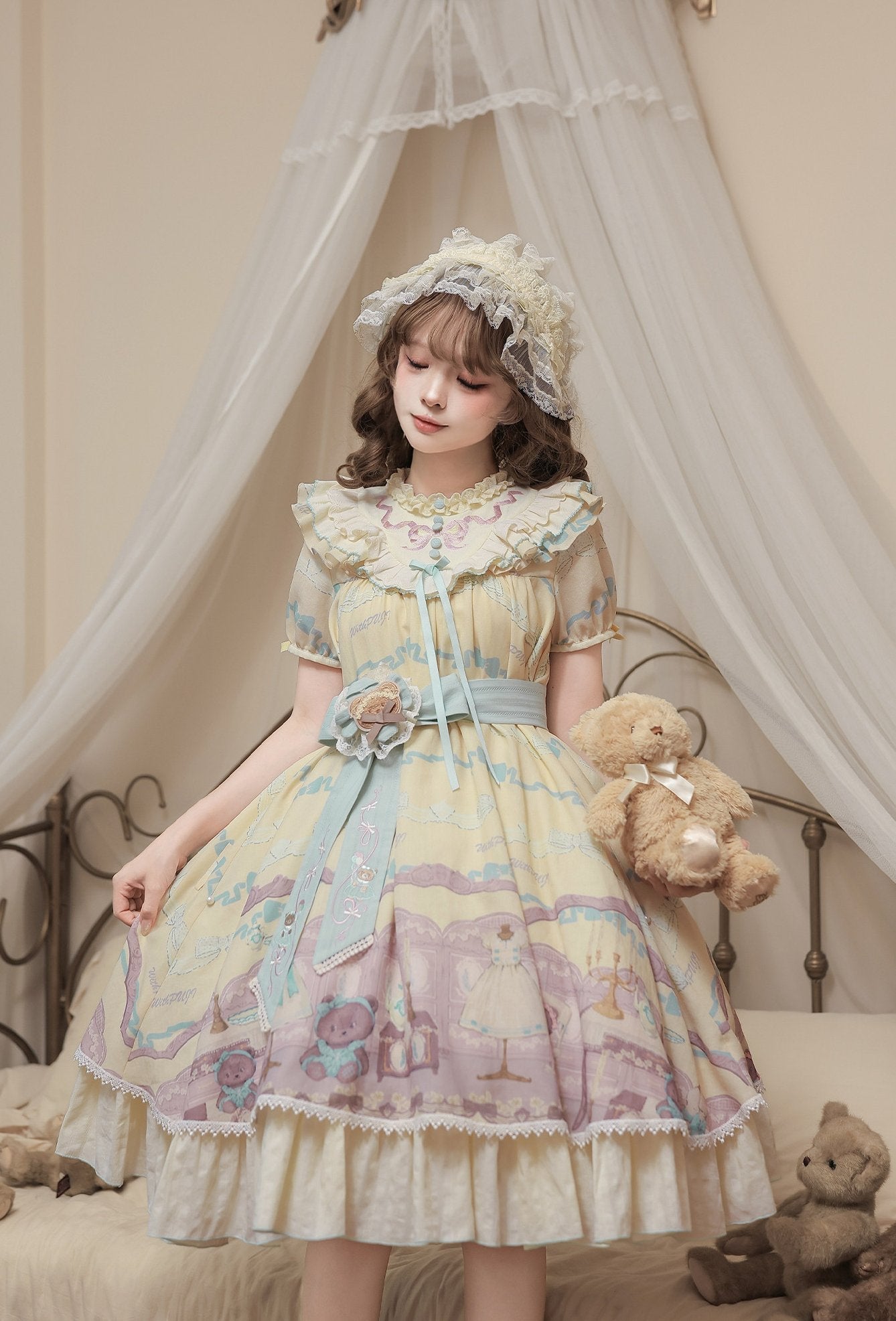 Frosted Bear Dollhouse Antique Doll Lolita OP Dress