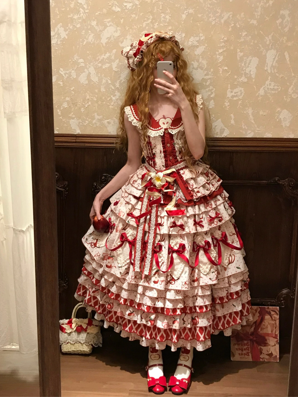 Apple Layered Knot Sweet Lolita Pastoral Girl Dress Set