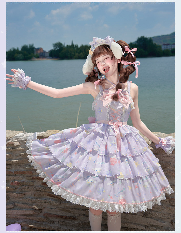 Cinnamoroll Ocean Theme Collaboration Series Lolita Purple JSK & OP Set