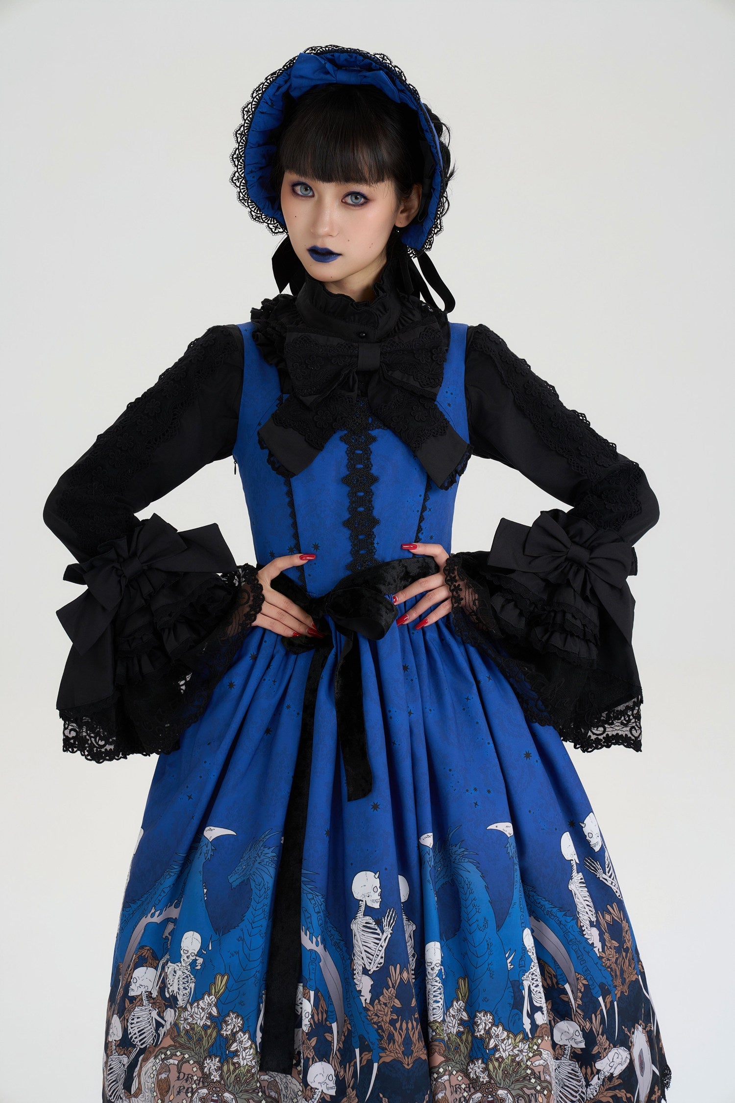 Dragon Bone Lily Lolita Gothic Blue JSK Dress