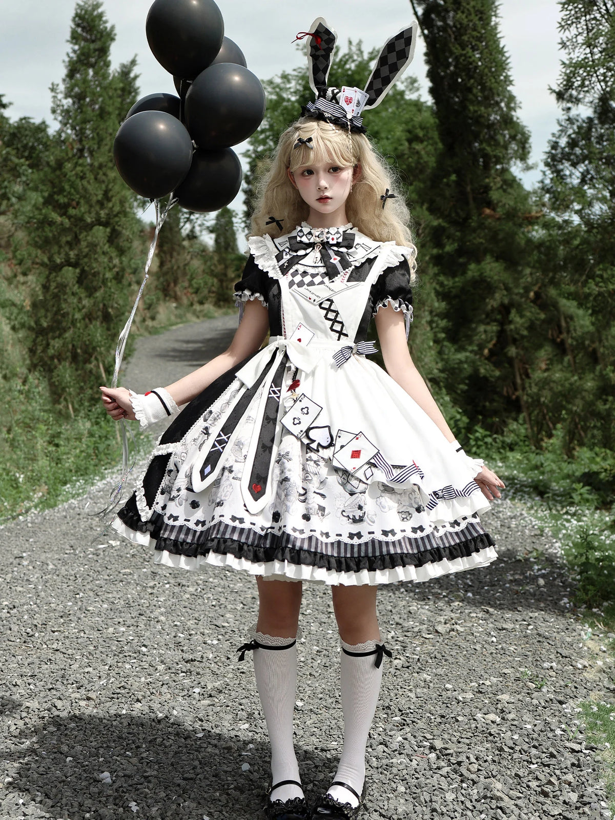Alice Tea Party 2.0 Original Fairy Tale Style Lolita Black OP Dress Set