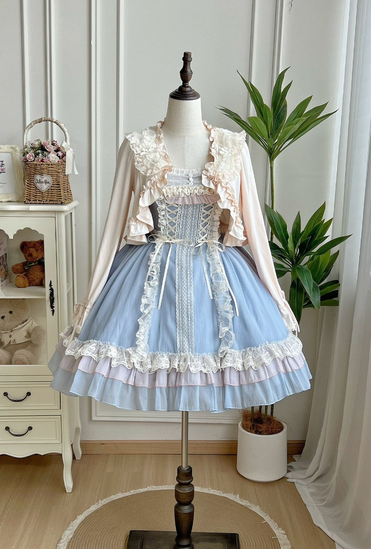 Island Diary Blue Romantic Flutter Sleeve Lolita JSK Dress