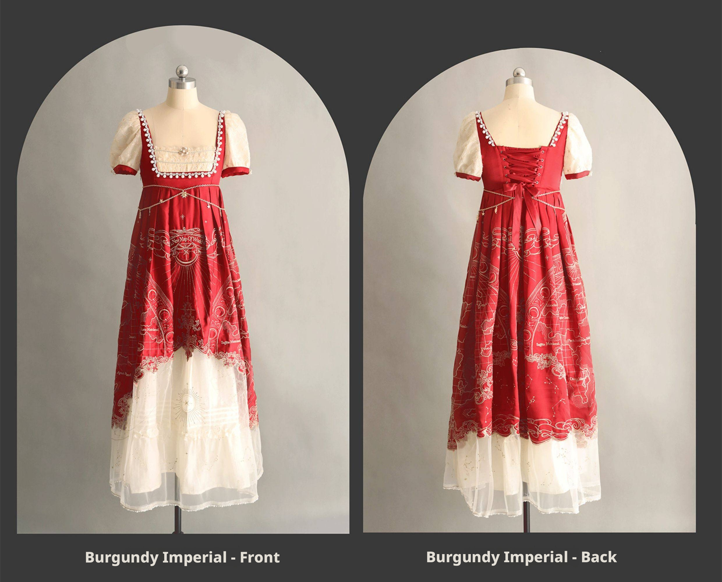 Stellar Map Lolita Wine Red Empire OP Dress