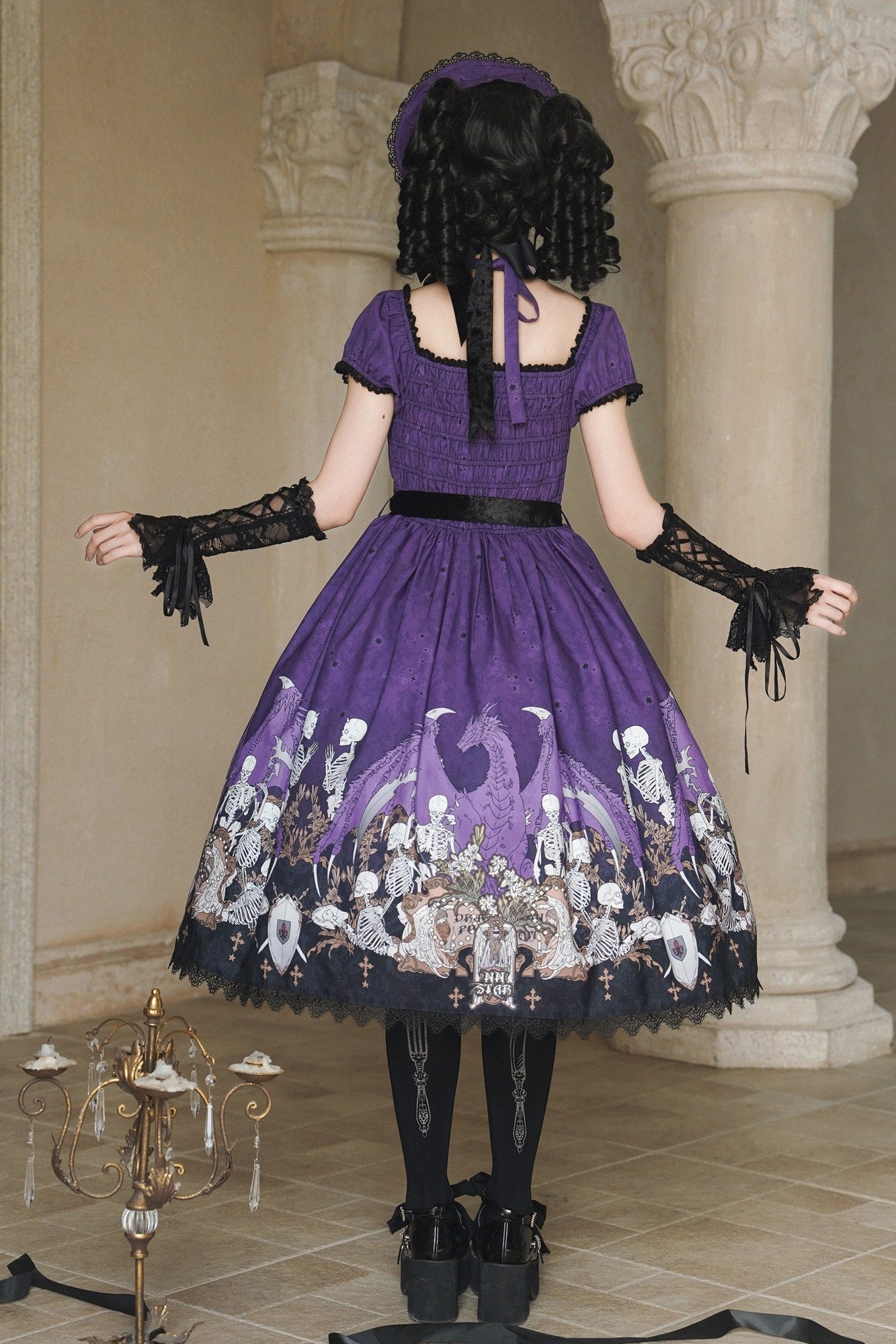 Dragon Bone Lily Lolita Gothic Purple OP Dress