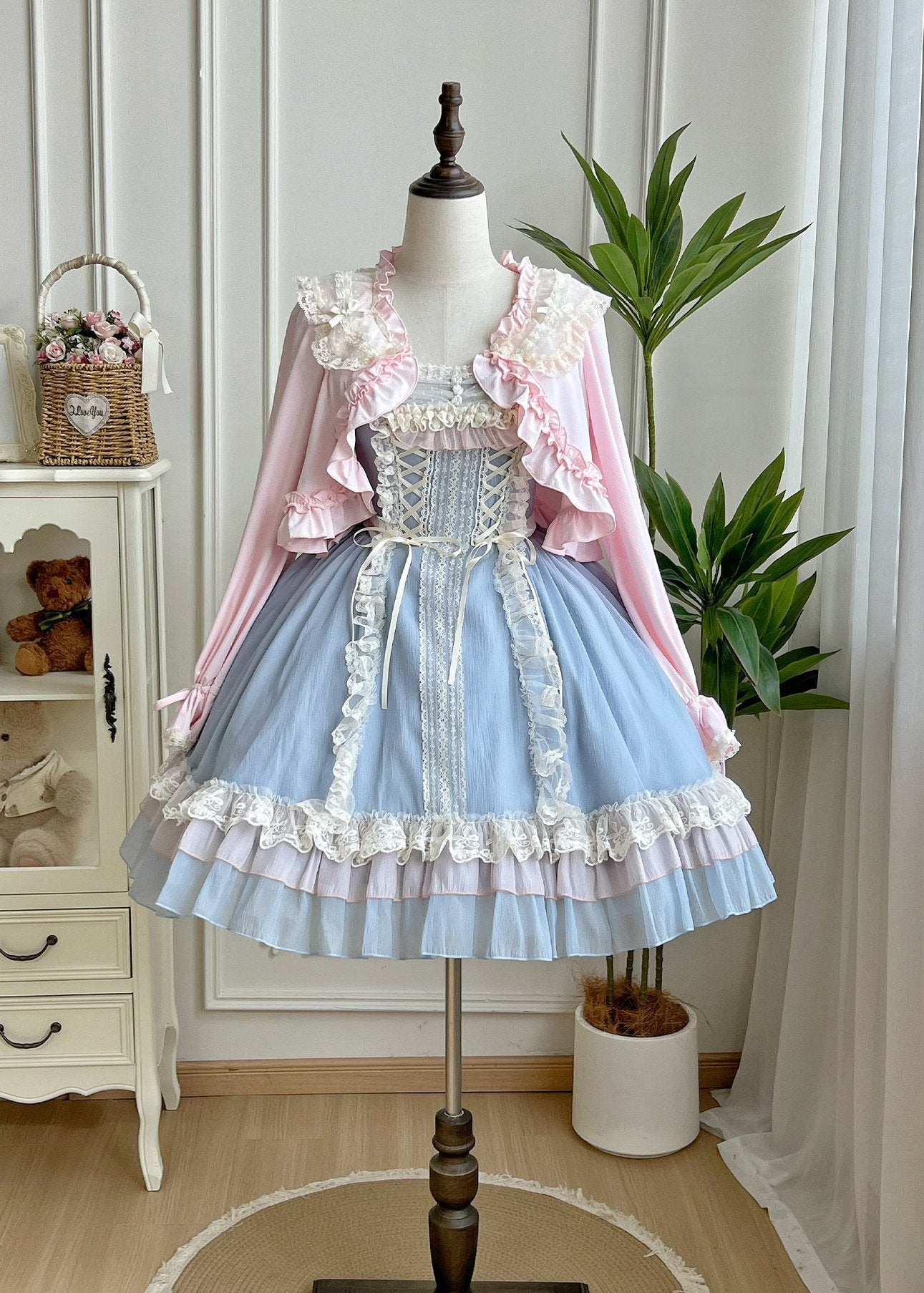 Island Diary Blue Romantic Flutter Sleeve Lolita JSK Dress