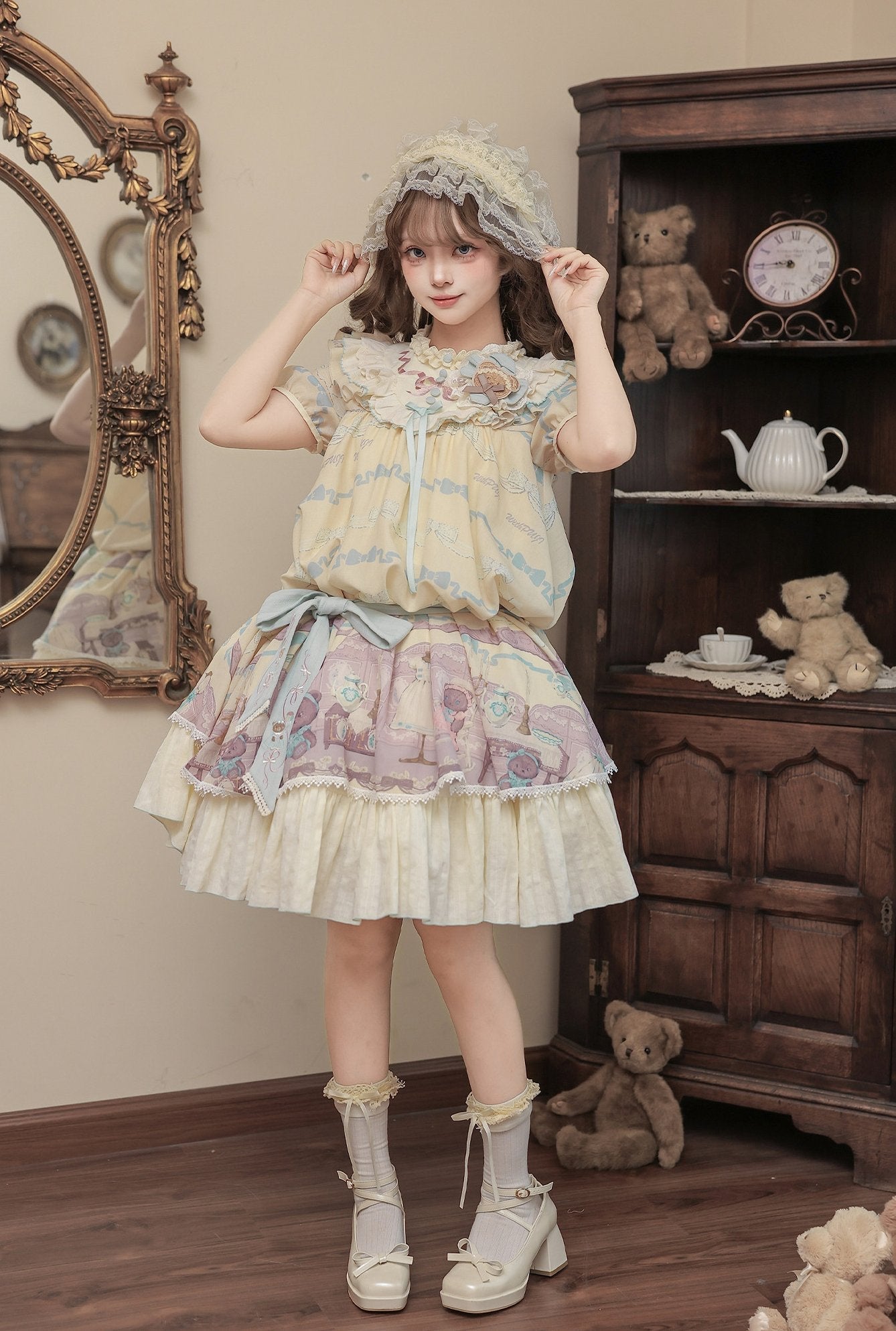 Frosted Bear Dollhouse Antique Doll Lolita OP Dress