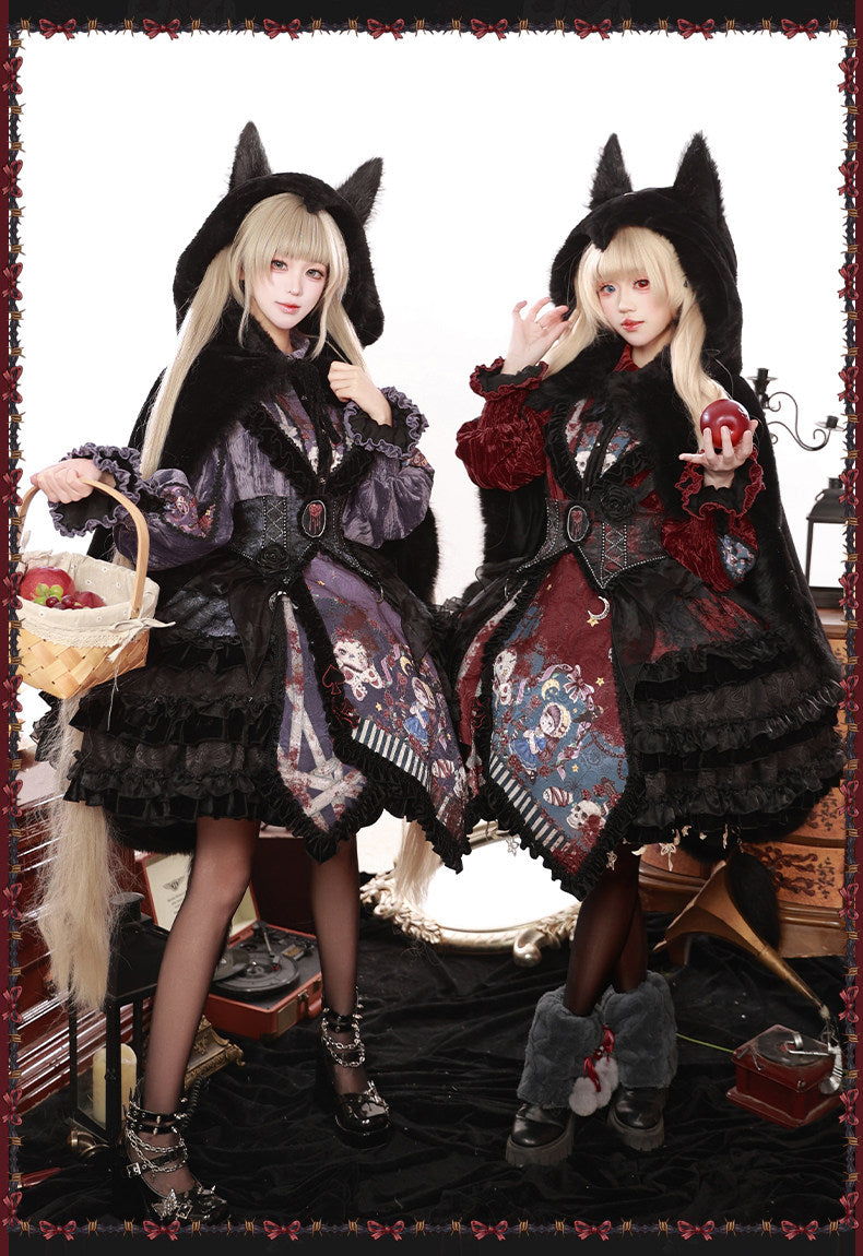 Werewolf Game Dark Gothic Fairy Tale Lolita Blouse & SK Skirt Set