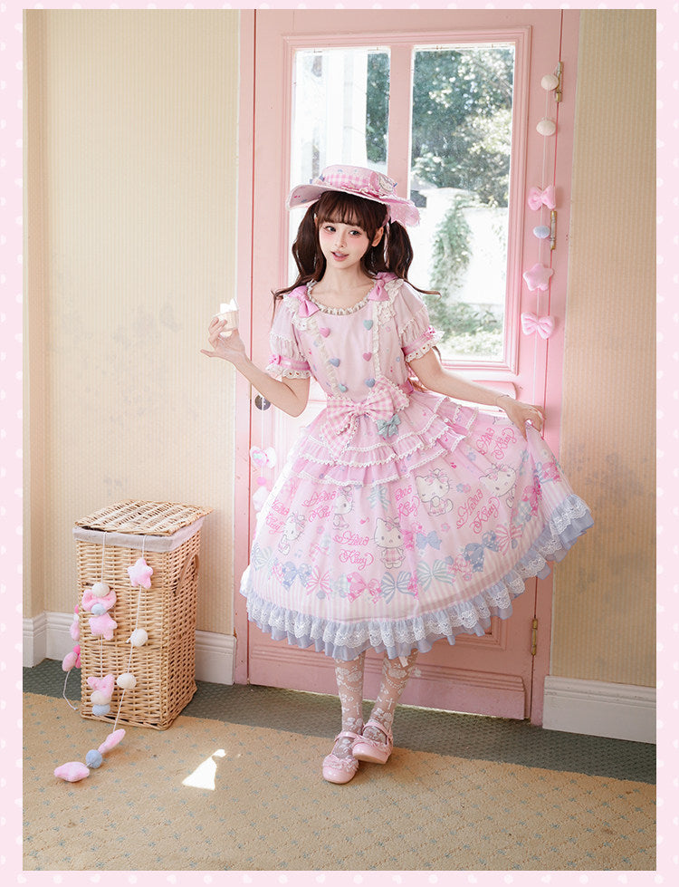 Hello Kitty Bow Theme Collaboration Series Lolita JSK & OP Set