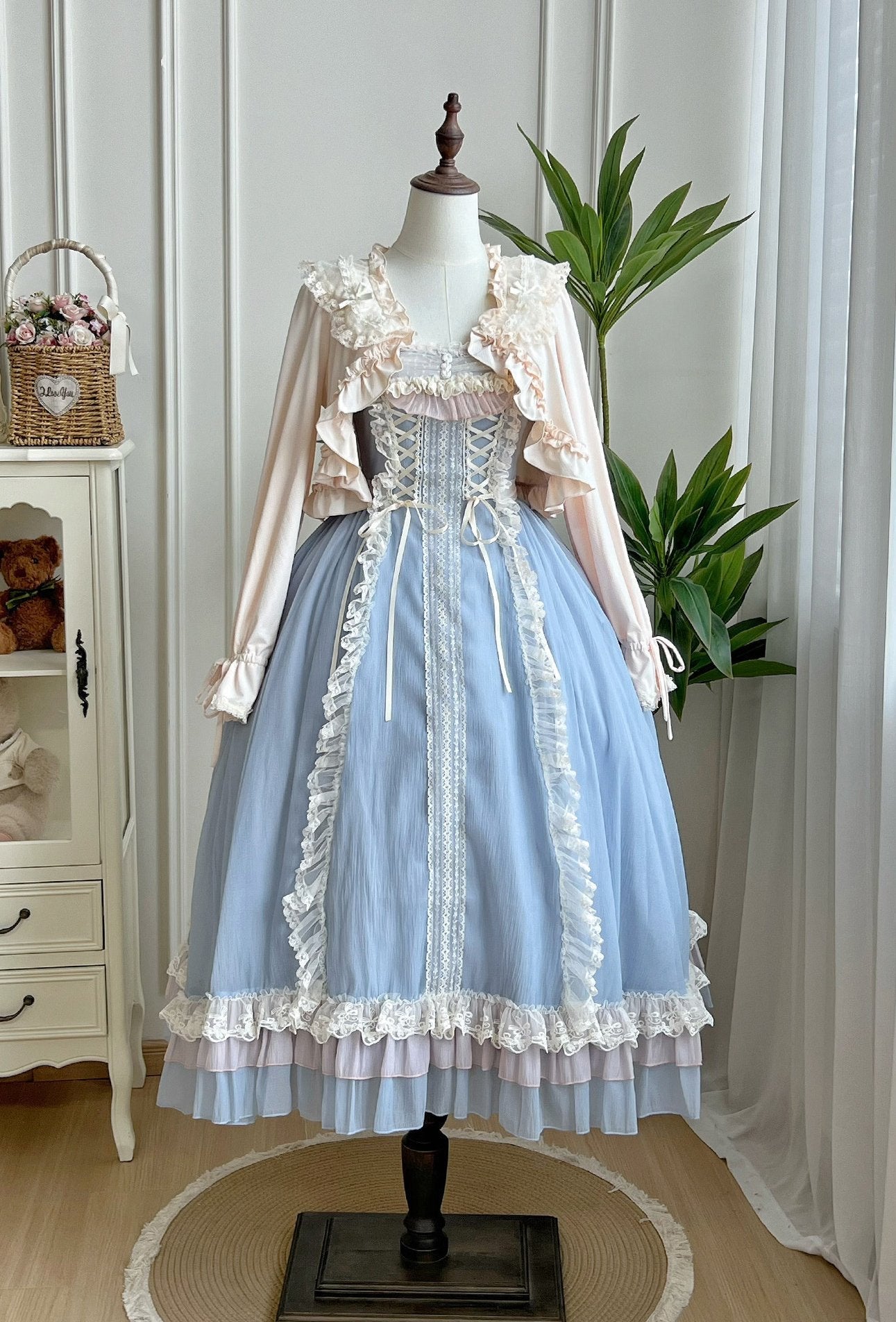 Island Diary Blue Romantic Flutter Sleeve Lolita JSK Dress