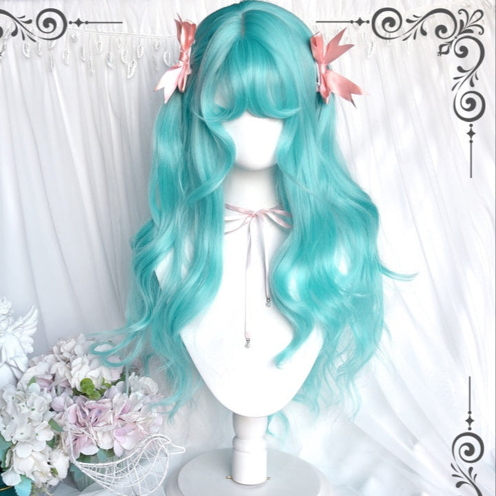 Lolita Miku Inspired Long Curly Mint Green Y2K Wig