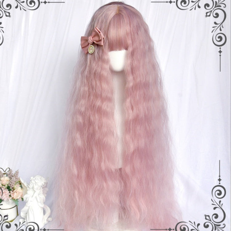 Long Berry Pink Princess Long Curls Wavy Wig