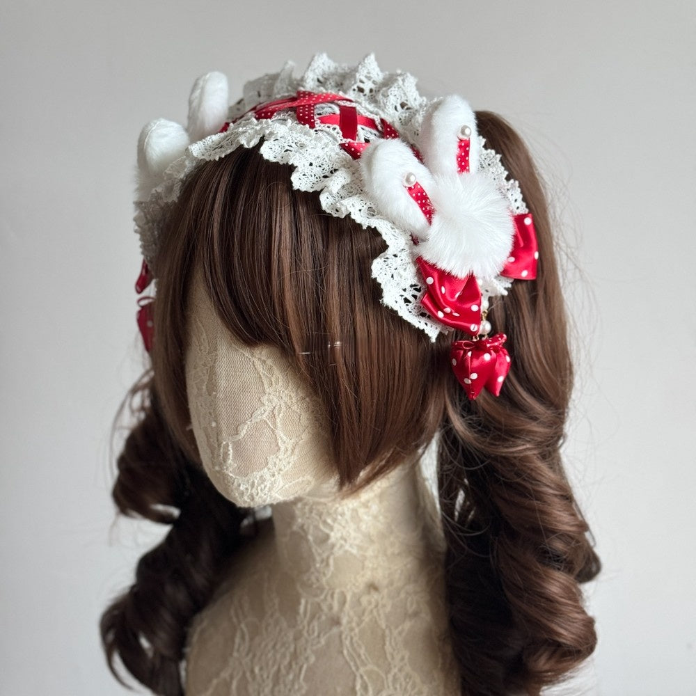 Lolita Kawaii Fluffy Bunny Headband LA1009