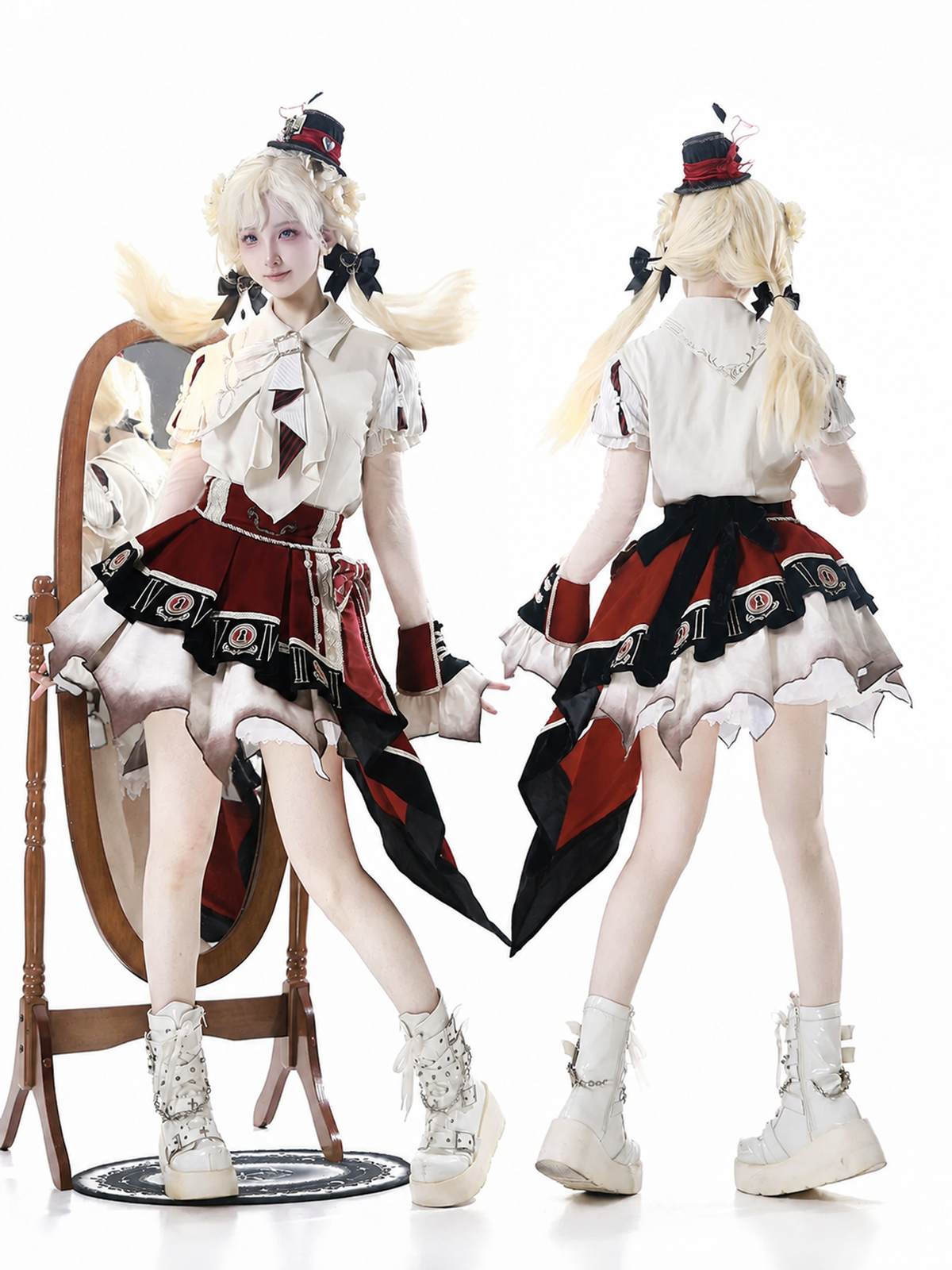 Burned Out Movement Academic Style Lolita White Classic SK Set