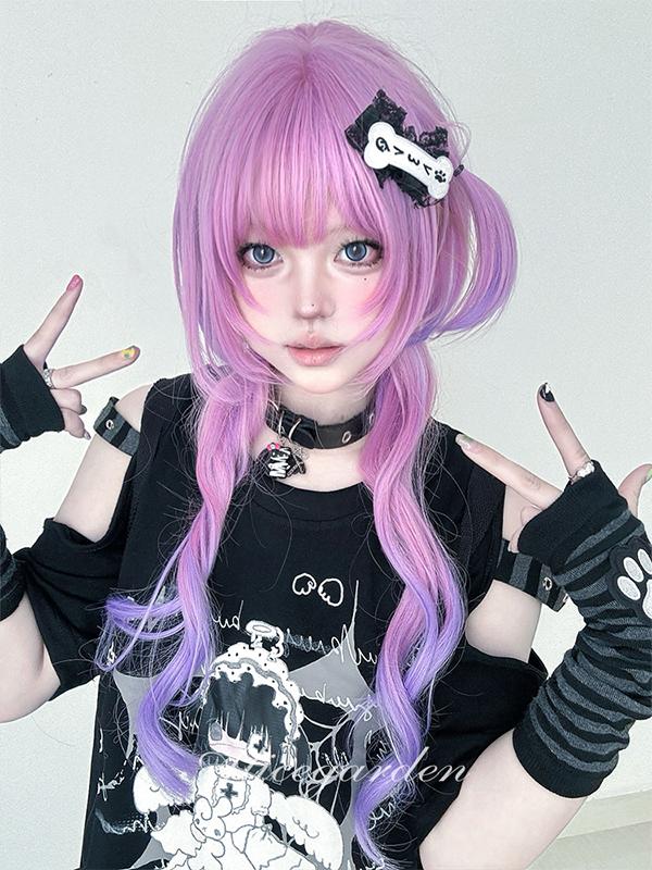 Long Magenta Purple Mixed Color Jellyfish Wig