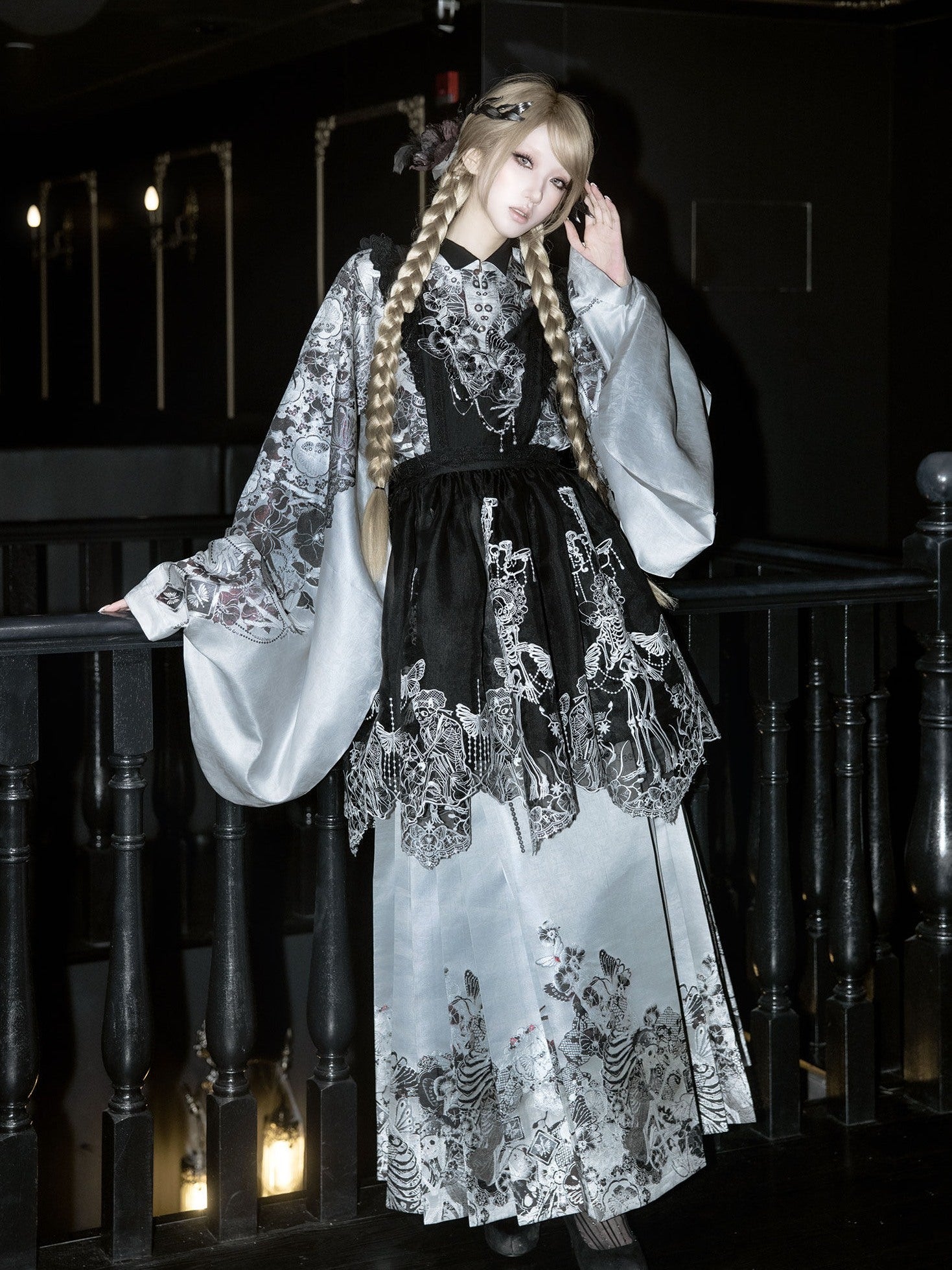 Bone Born Flower Gothic Coat & Skirt Set