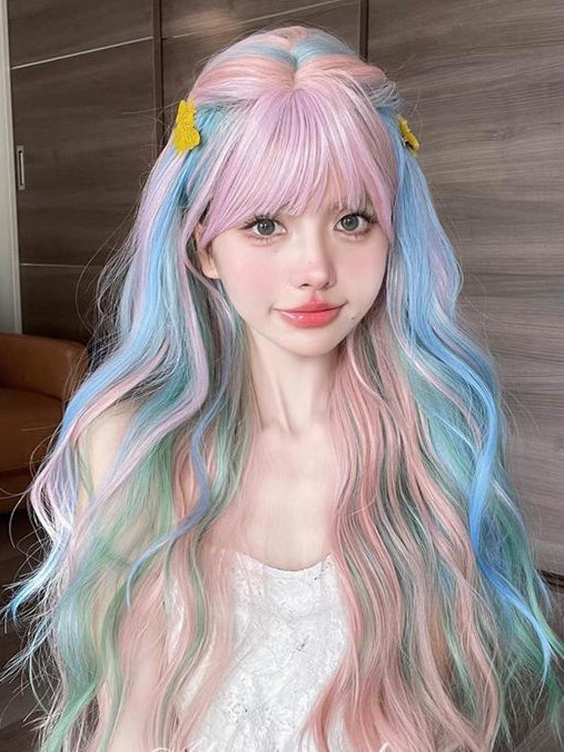 Long Curly Rainbow Mixed Color Wig