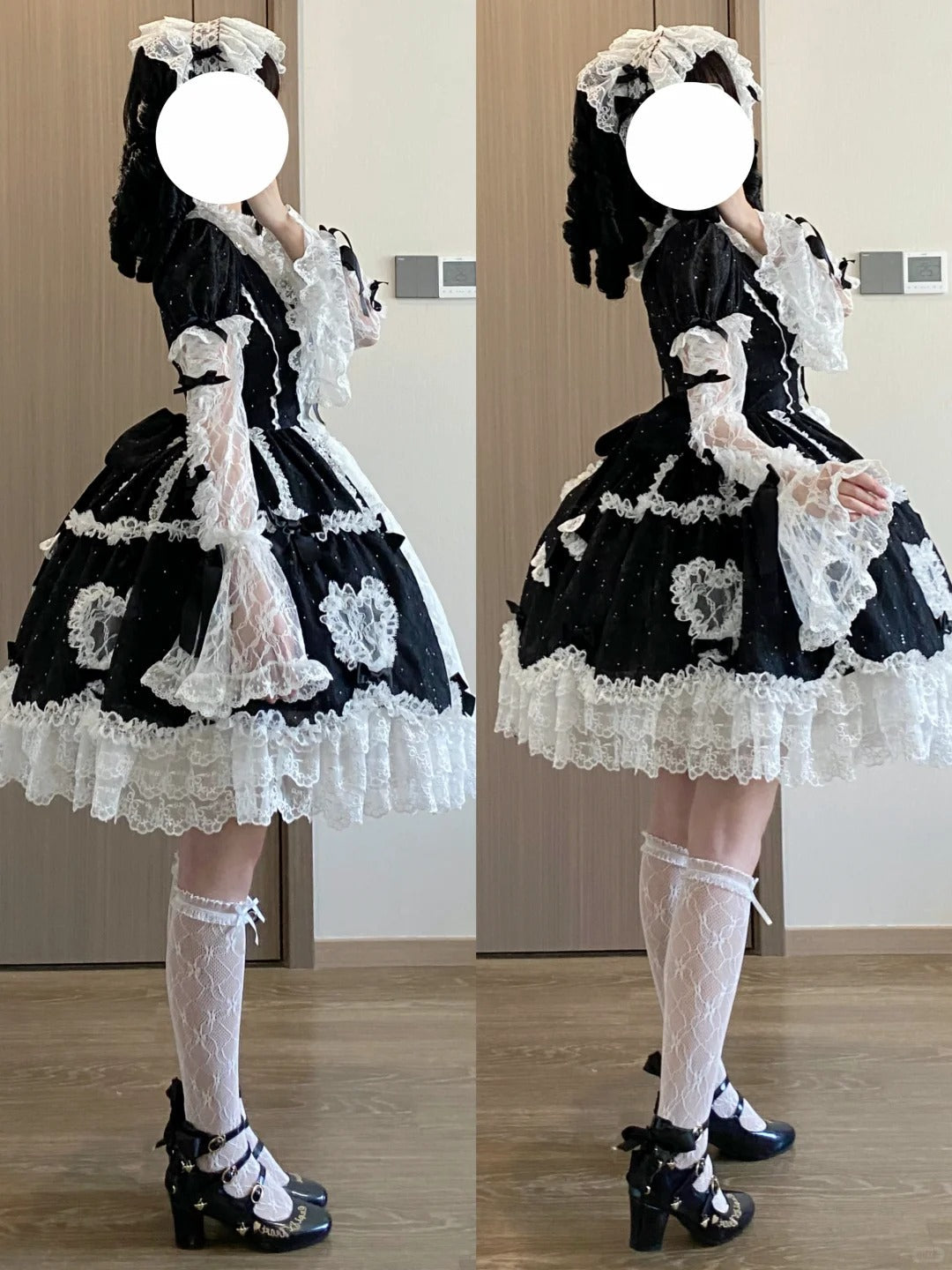 Lacy Doll Black Rhinestone Lace Gorgeous Lolita OP