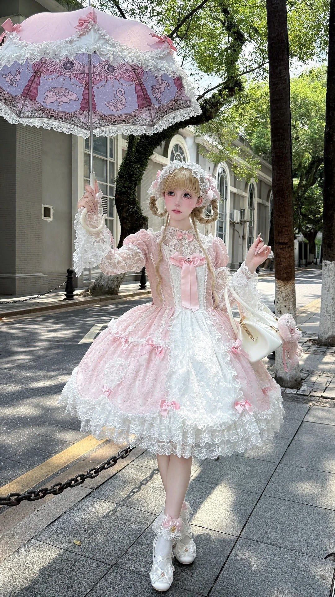 Lacy Doll Pink Rhinestone Lace Gorgeous Lolita OP