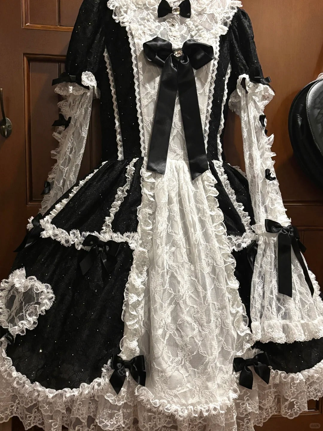 Lacy Doll Black Rhinestone Lace Gorgeous Lolita OP