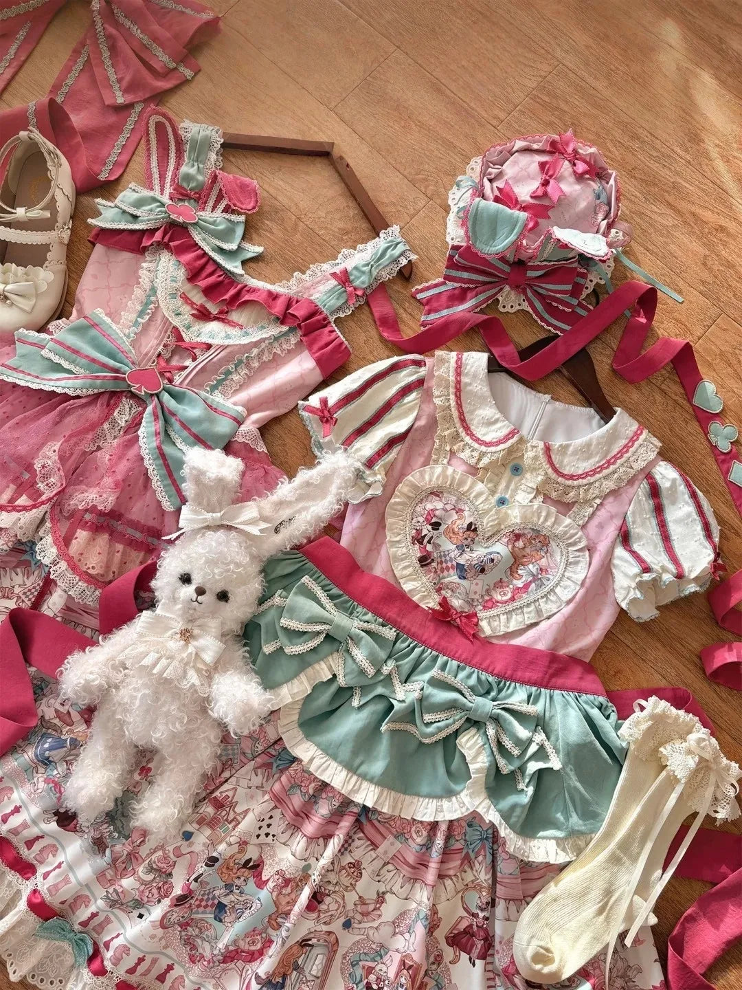 Cat Alice Fantasy Dreamland Lolita OP Sweet Kawaii Wonderland Print