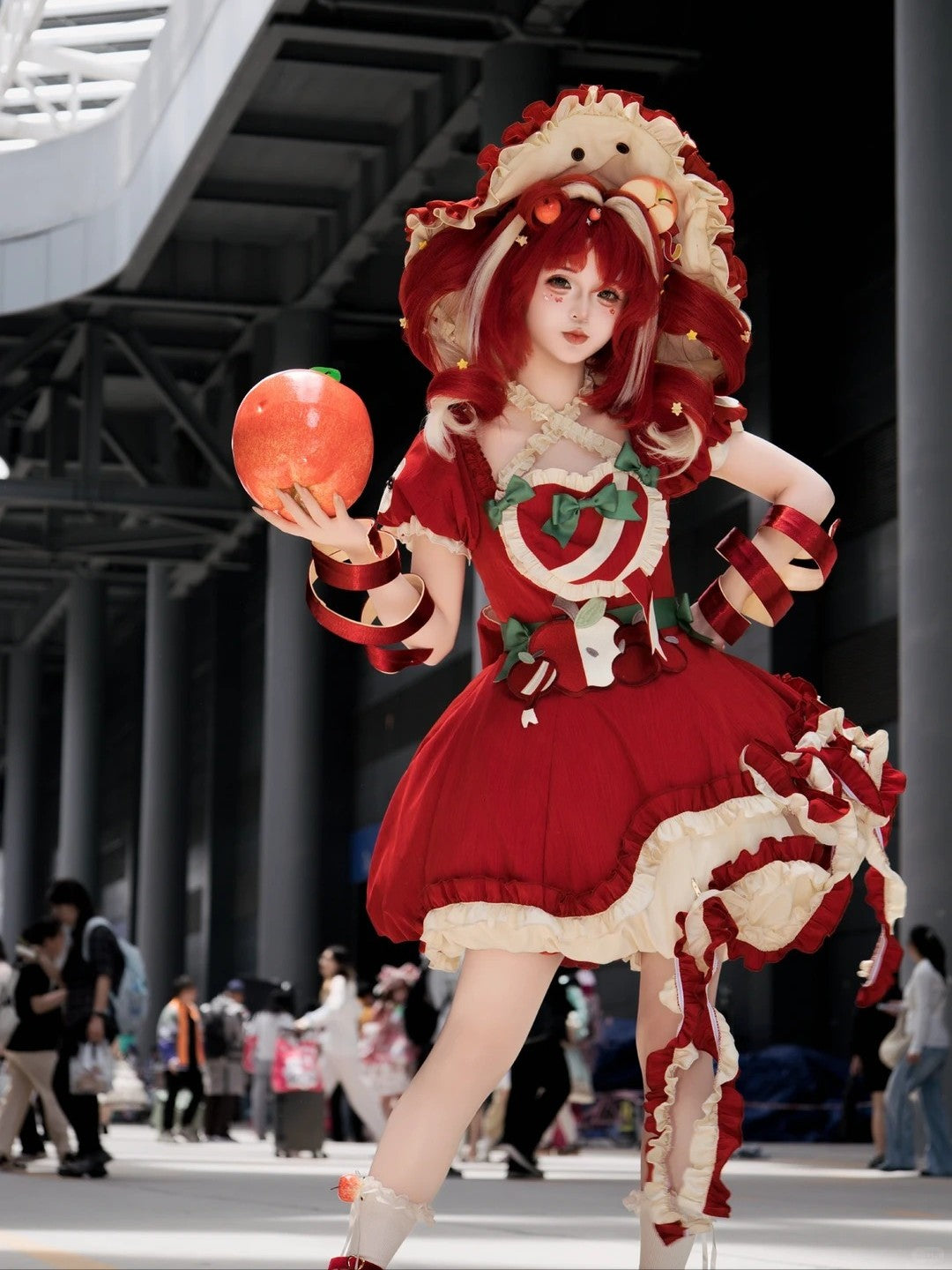 Magic Apple Red Cartoon Sweet Lolita OP Set with Bloomers