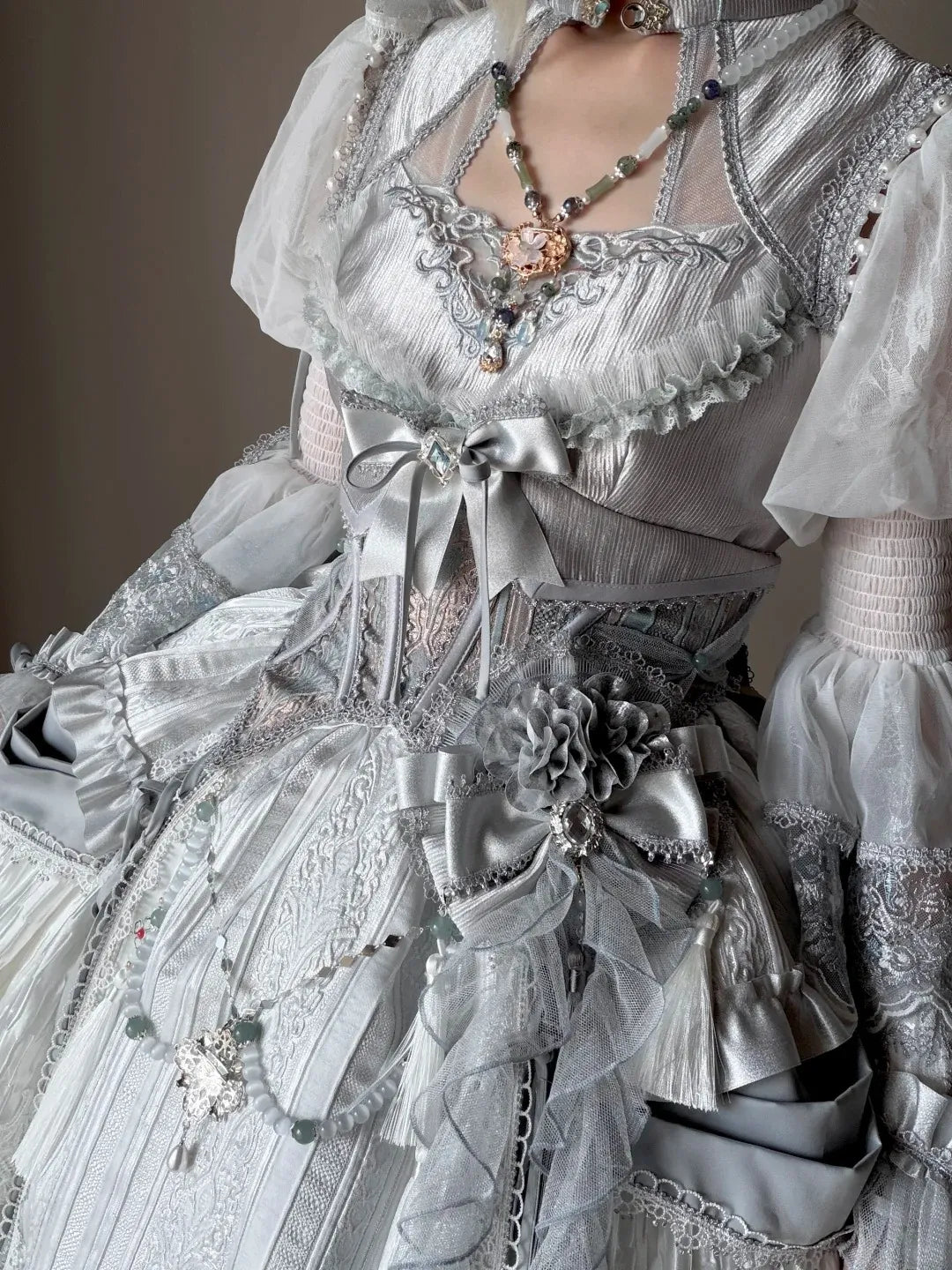 Candle Dragon Spirit Lolita Fantasy White JSK Dress Set
