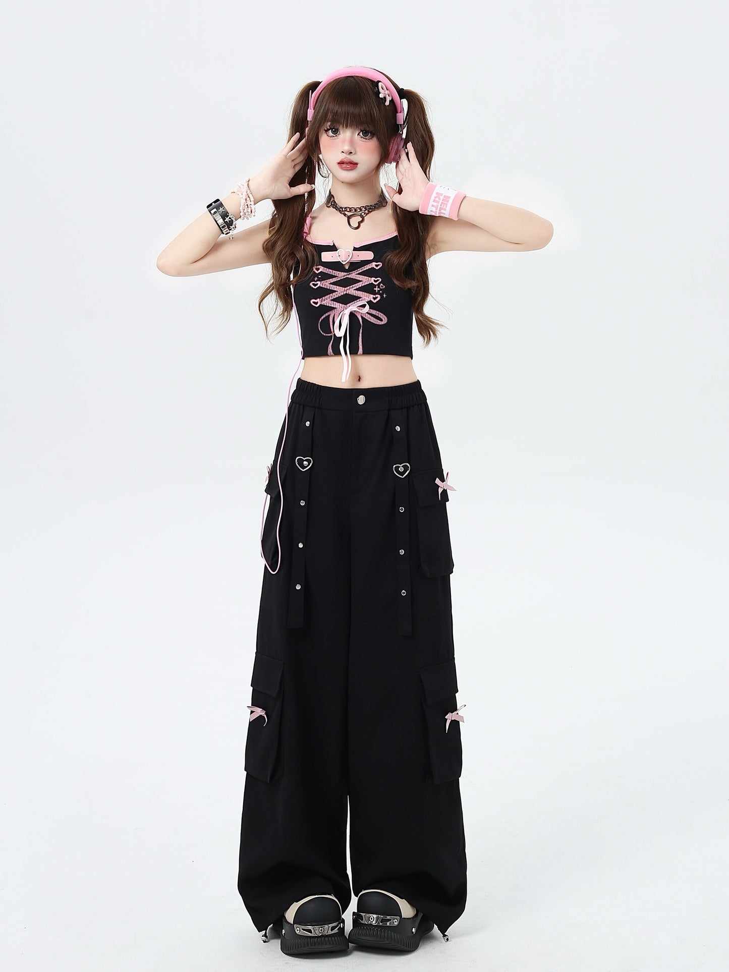 Y2K Trendy Sweet Goth Baggy Cargo Pants LE1023