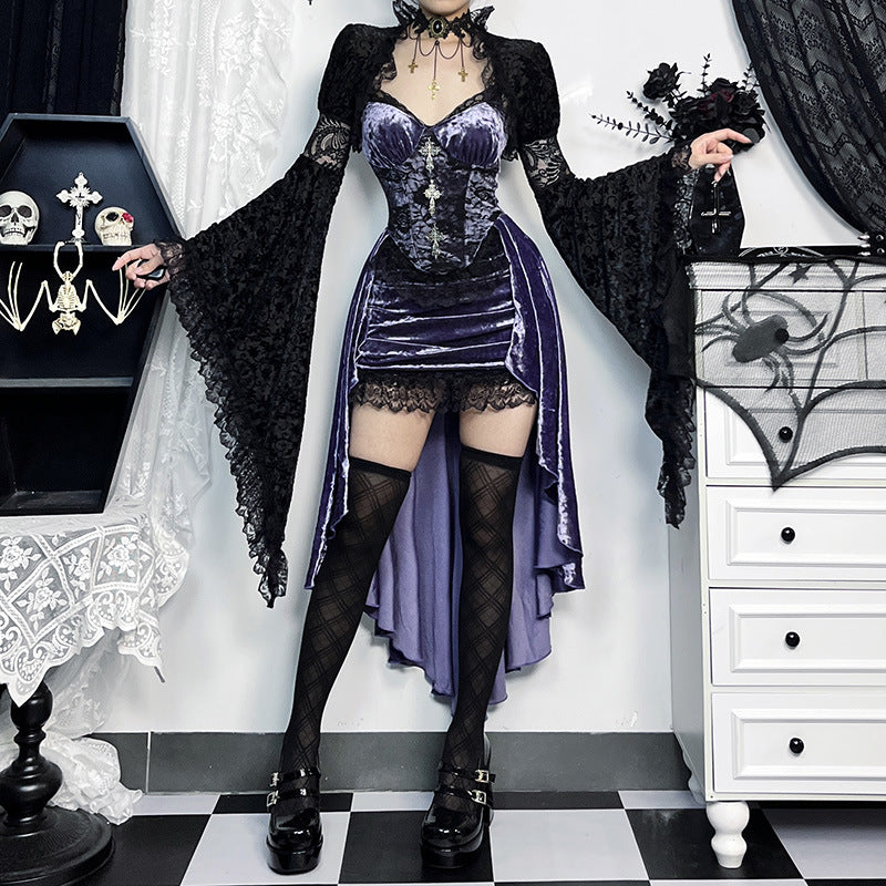 Lolita Gothic Halloween Purple Dress Set LG1016