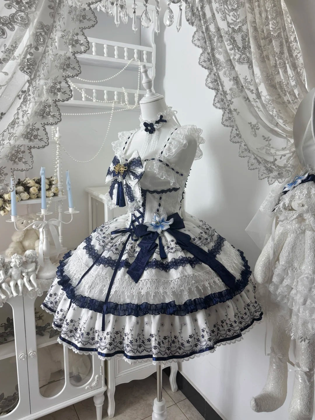 Qingyuan Fu Blue Porcelain Sweet Lolita JSK Suspender Dress