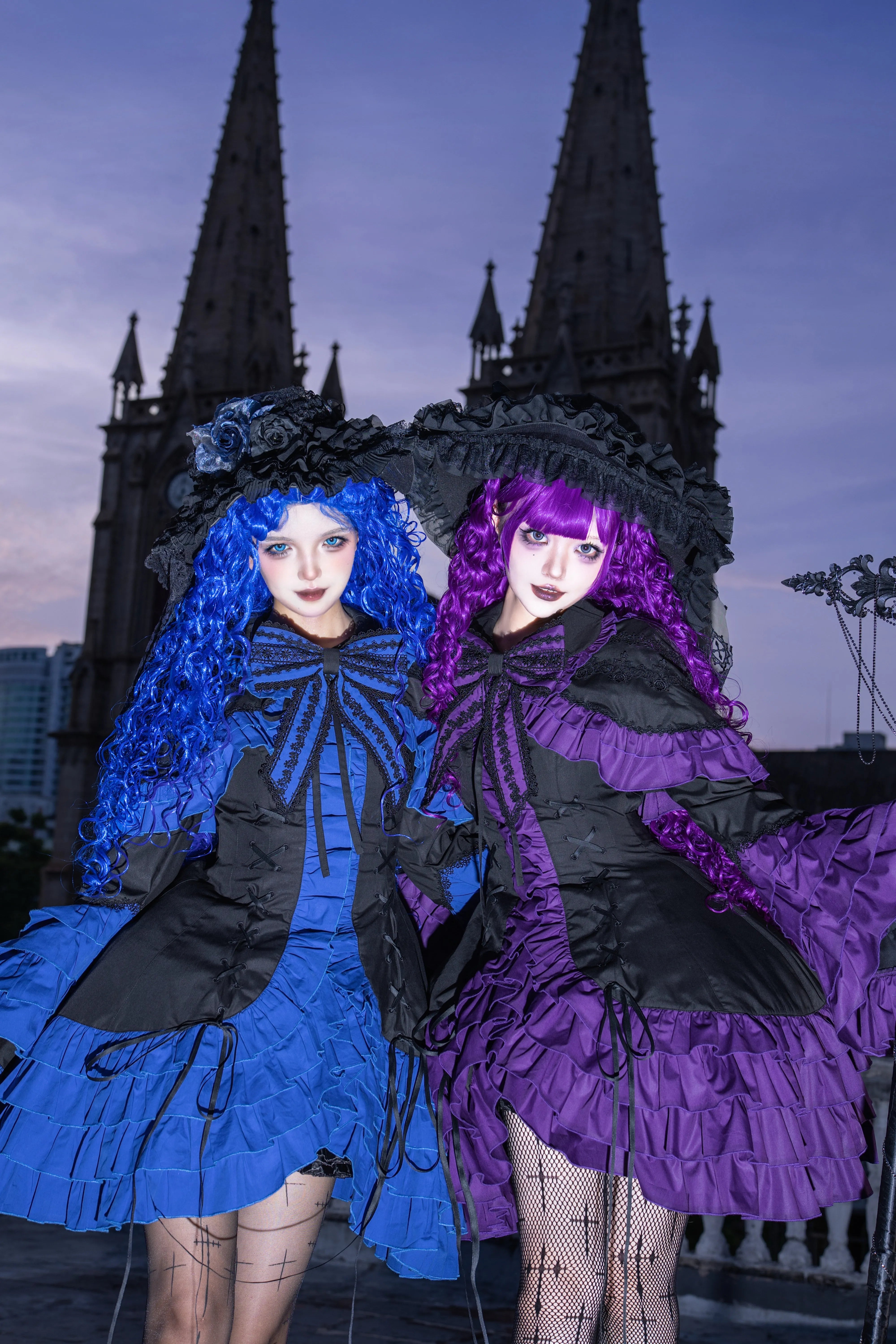 Dark Gothic Doll Twin Stars Lolita Purple OP Dress