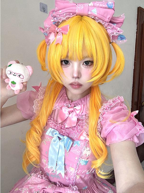Y2K Golden Jellyfish Long Wavy Wig LE7016