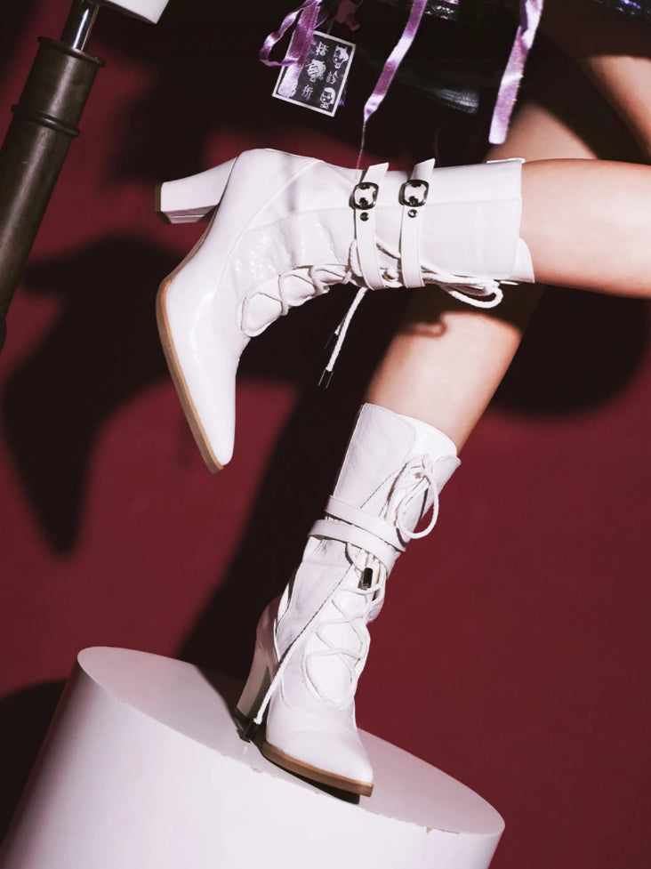 Dark Night and Dawn Gothic Lolita Knight Pointed Toe Boots