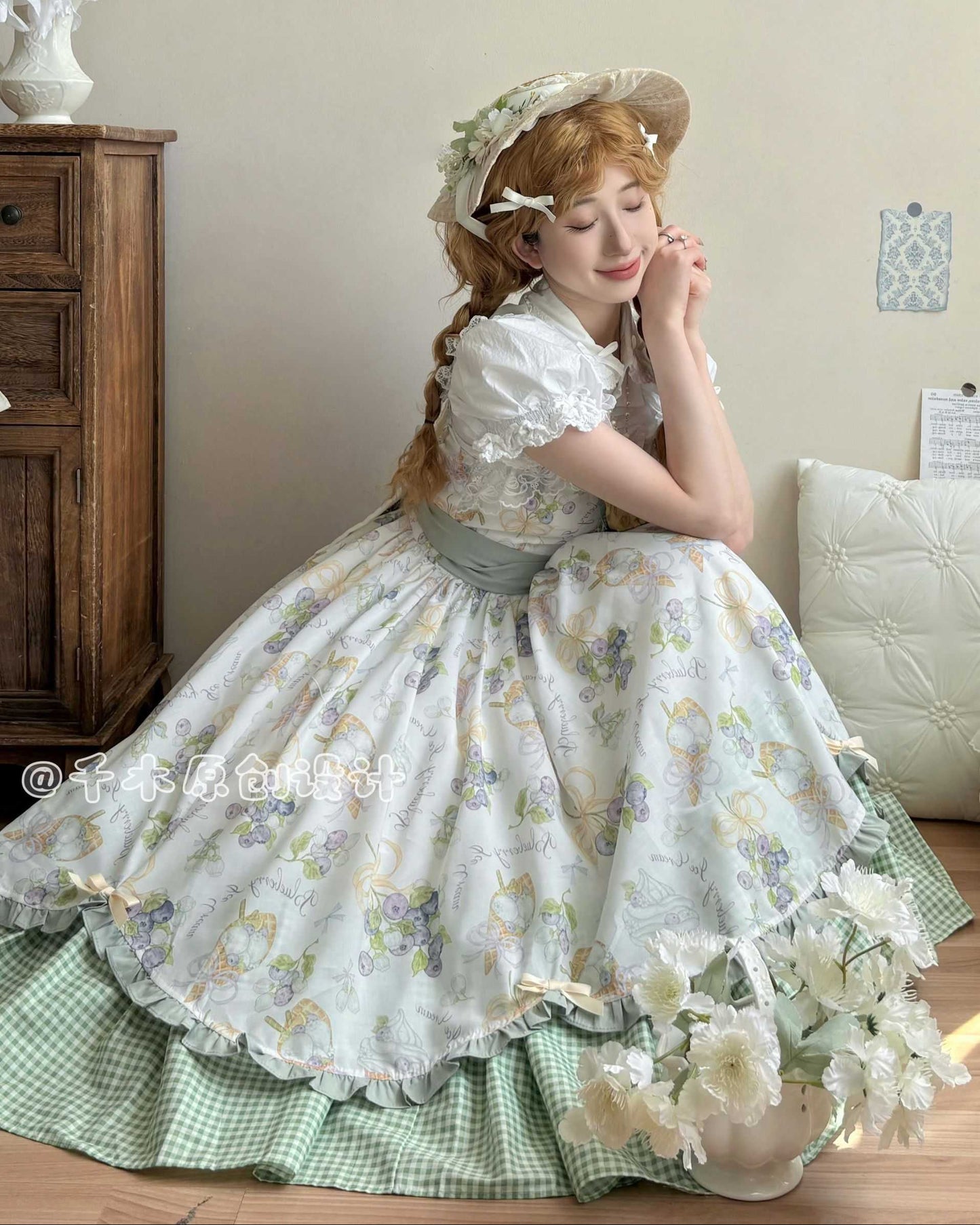 Lolita Blueberry Print Long JSK Dress LC1007